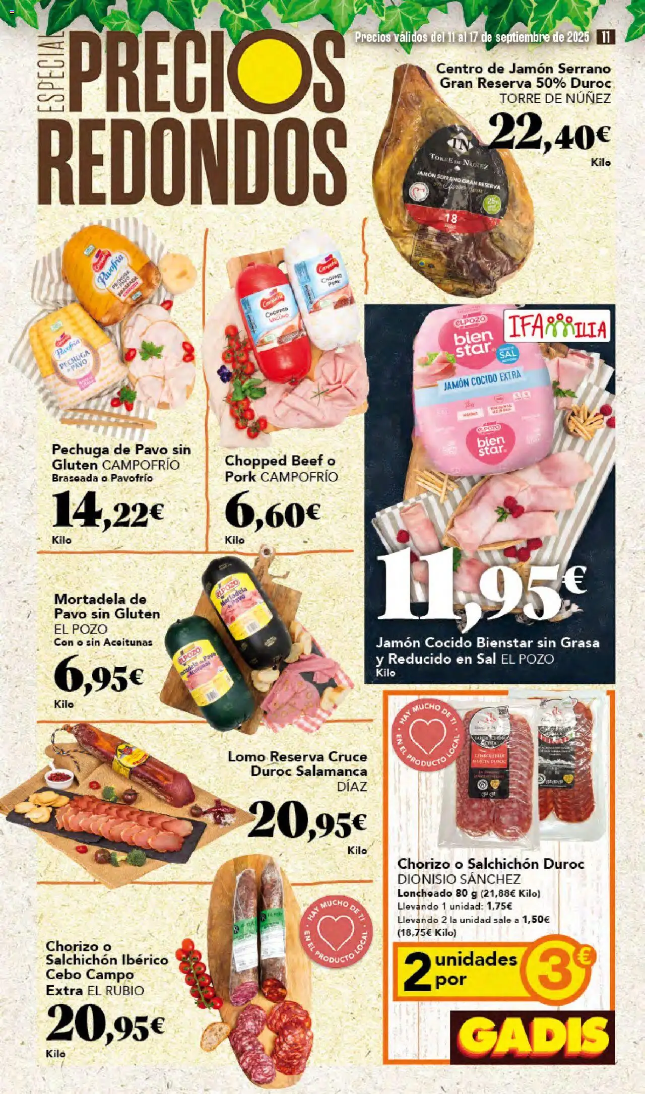 Gadis folleto │ válido desde el 11.09.2025 | Página: 11 | Productos: Jamón serrano, Jamón, Jamón cocido, Mortadela