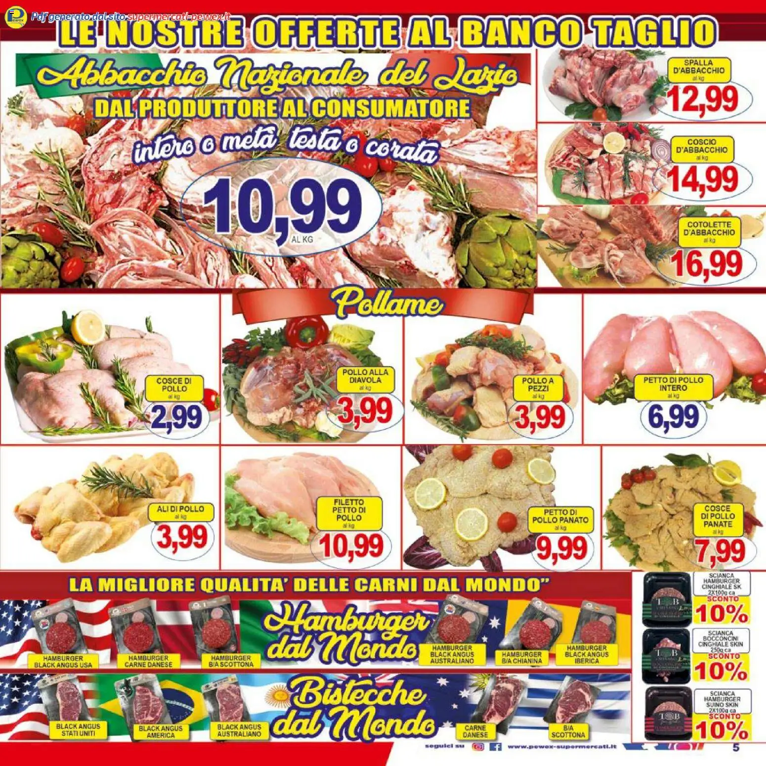 Volantino Pewex del 27.11.2025 | Pagina: 5 | Prodotti: Petto di Pollo, Pollo, Suino, Hamburger