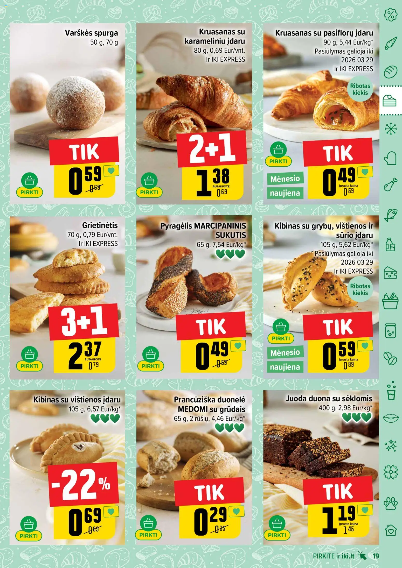 IKI akcijos nuo 02.03.2026 | Puslapis: 19 | Prekių: Vištienos, Spurga, Duona