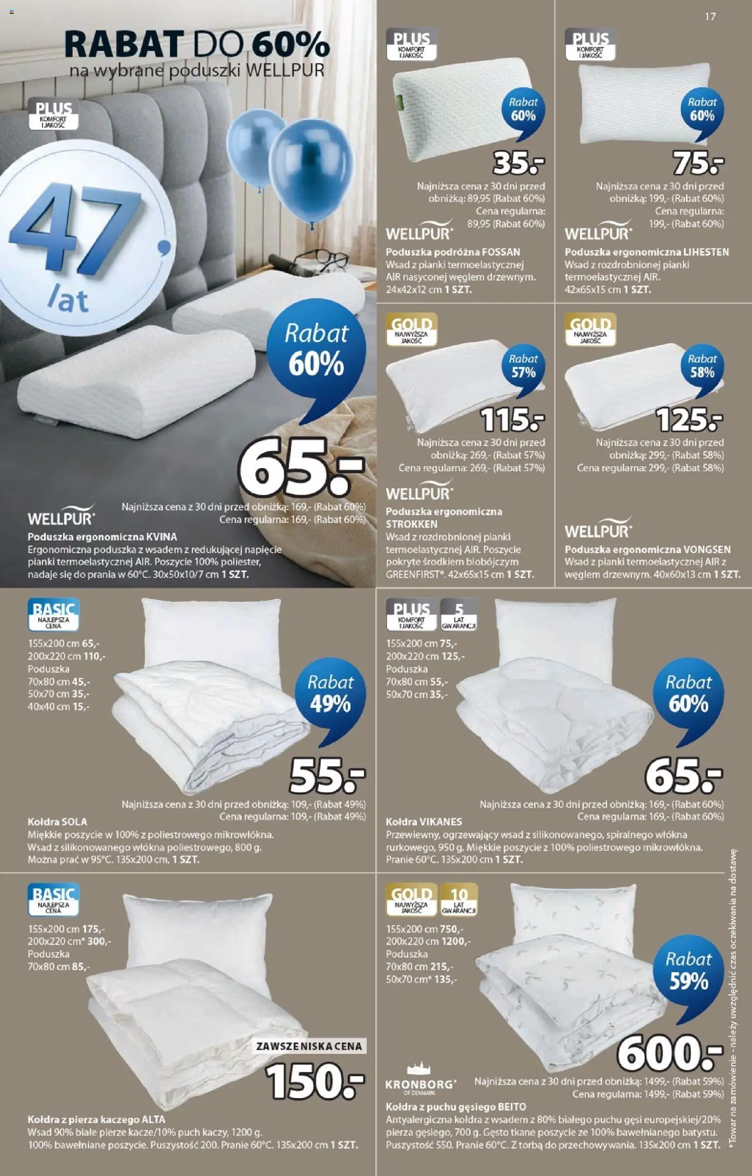 JYSK gazetka od 22.04.2026 | Strona: 17 | Produkty: Torba, Poduszka, Pianki, Kołdra
