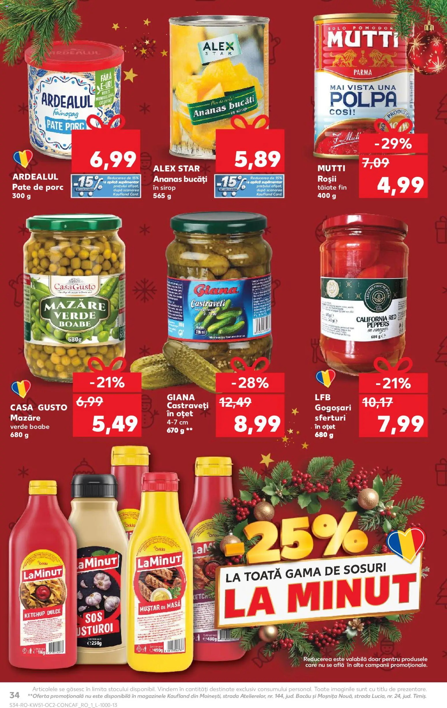 Kaufland RO akciós ujság - amely érvényes a következő dátumtól: 17.12.2025 | Oldal: 34 | Termékek: Ketchup, Mustár