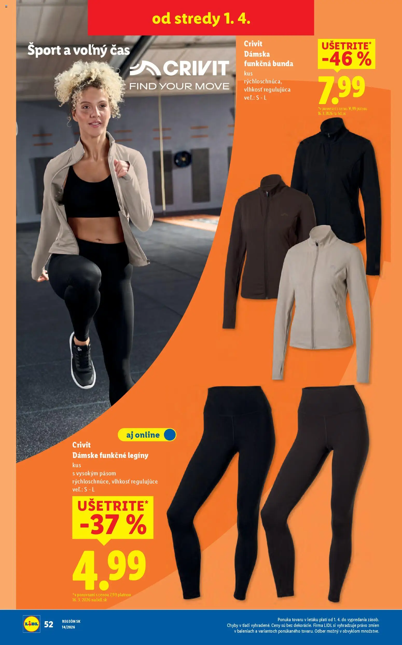 Nové Lidl akcie – leták je platný od 30.03.2026 | Strana: 94 | Produkty: Bunda, Legíny