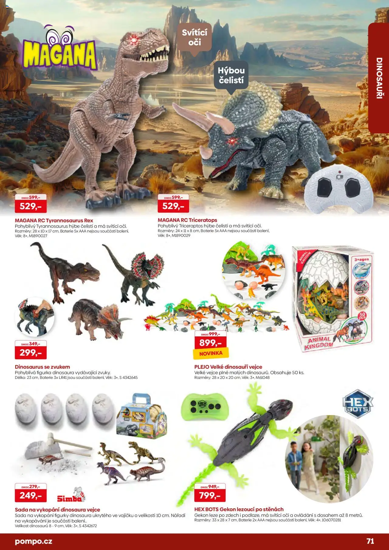 POMPO katalog Vánoce 2025 od 16.10.2025 | Strana: 71 | Produkty: Dinosaurus, Vejce, Nářadí, Baterie