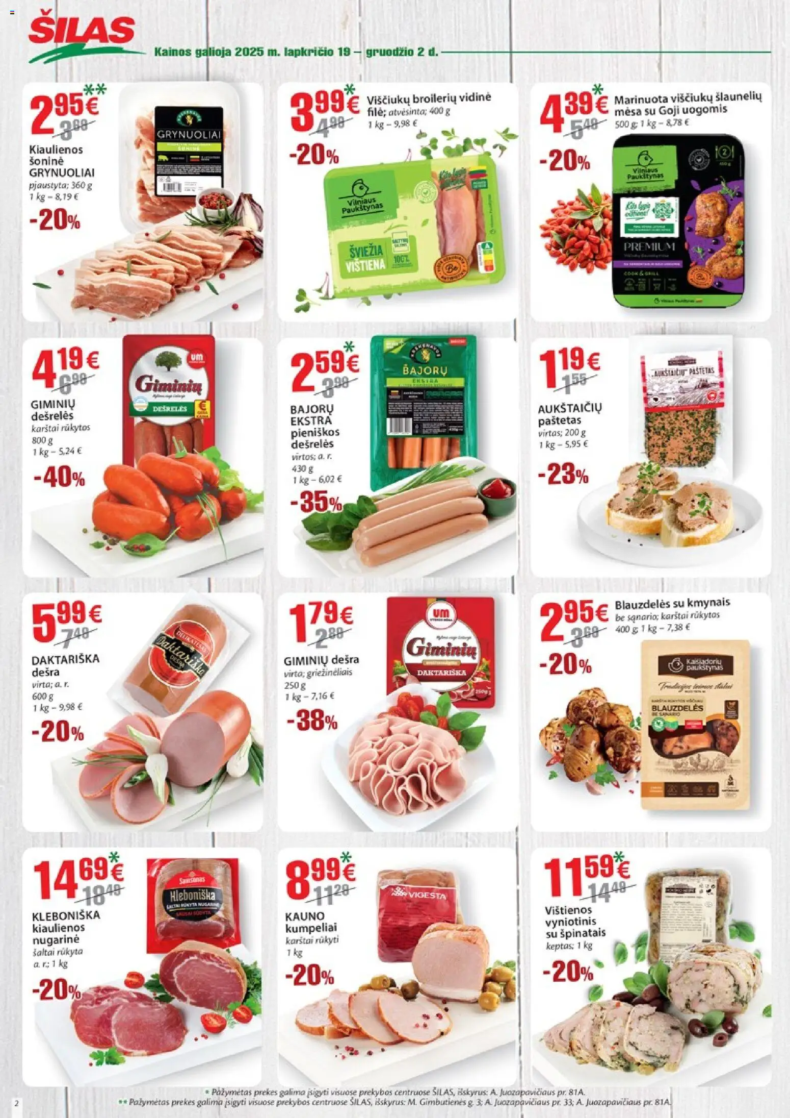Šilas akcijos nuo 19.11.2025 | Puslapis: 2 | Prekių: Vištienos, Dešrelės, Viščiukų, Dešra