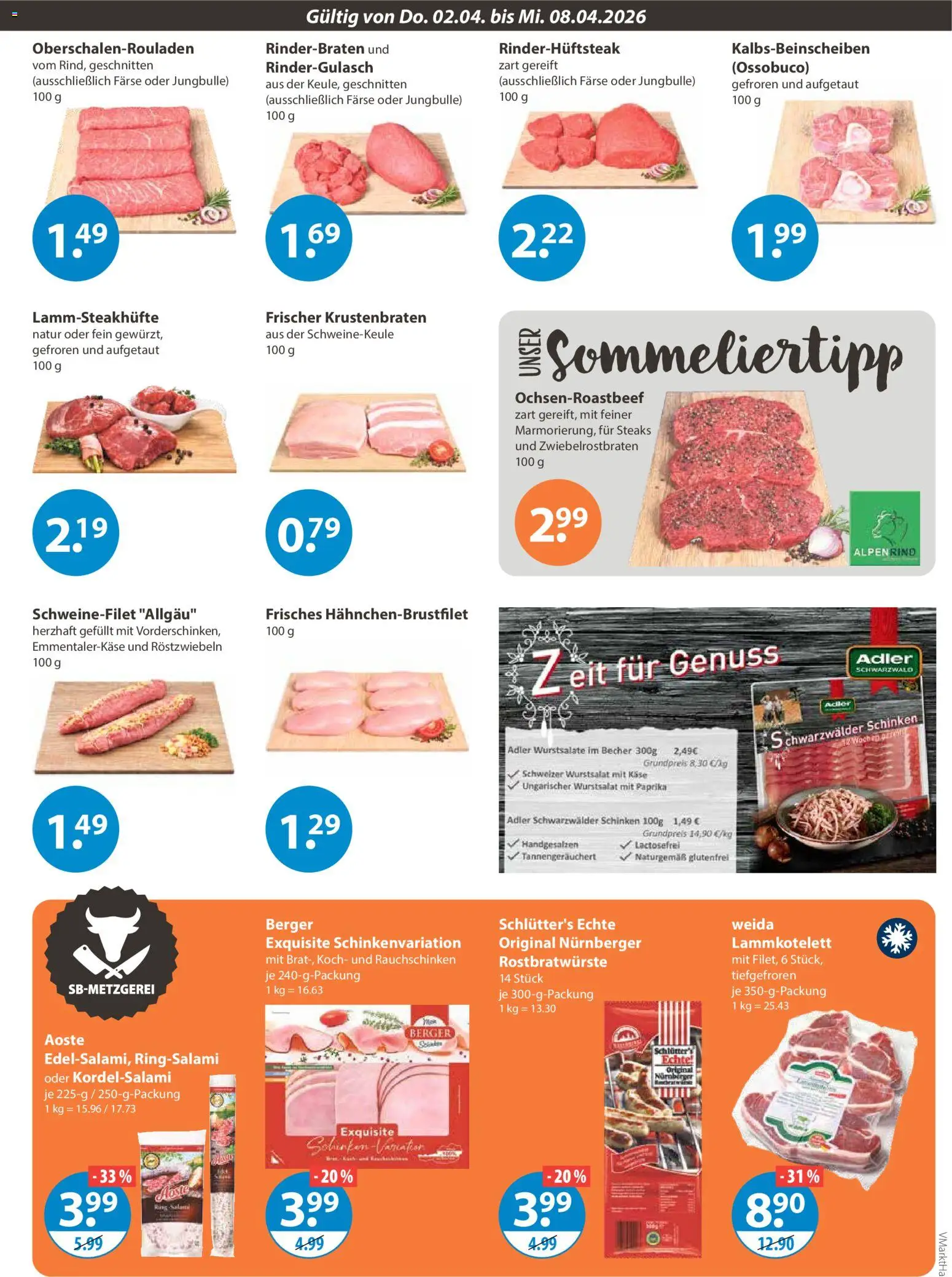V-Markt Angebote – gültig ab 02.04.2026 | Seite: 3 | Produkte: Käse, Krustenbraten, Paprika, Schinken