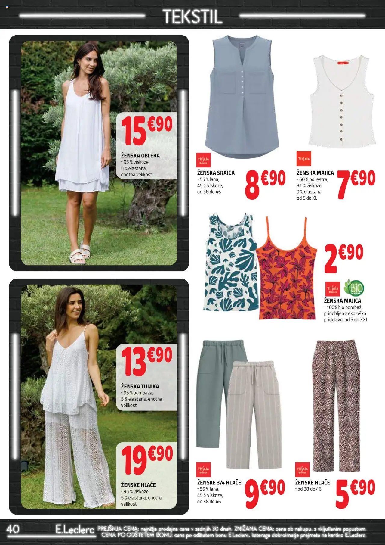 E.leclerc katalog │ velja od 20.08.2025 | Stran: 40 | Izdelki: Srajca, Tunika, Hlace, Obleka