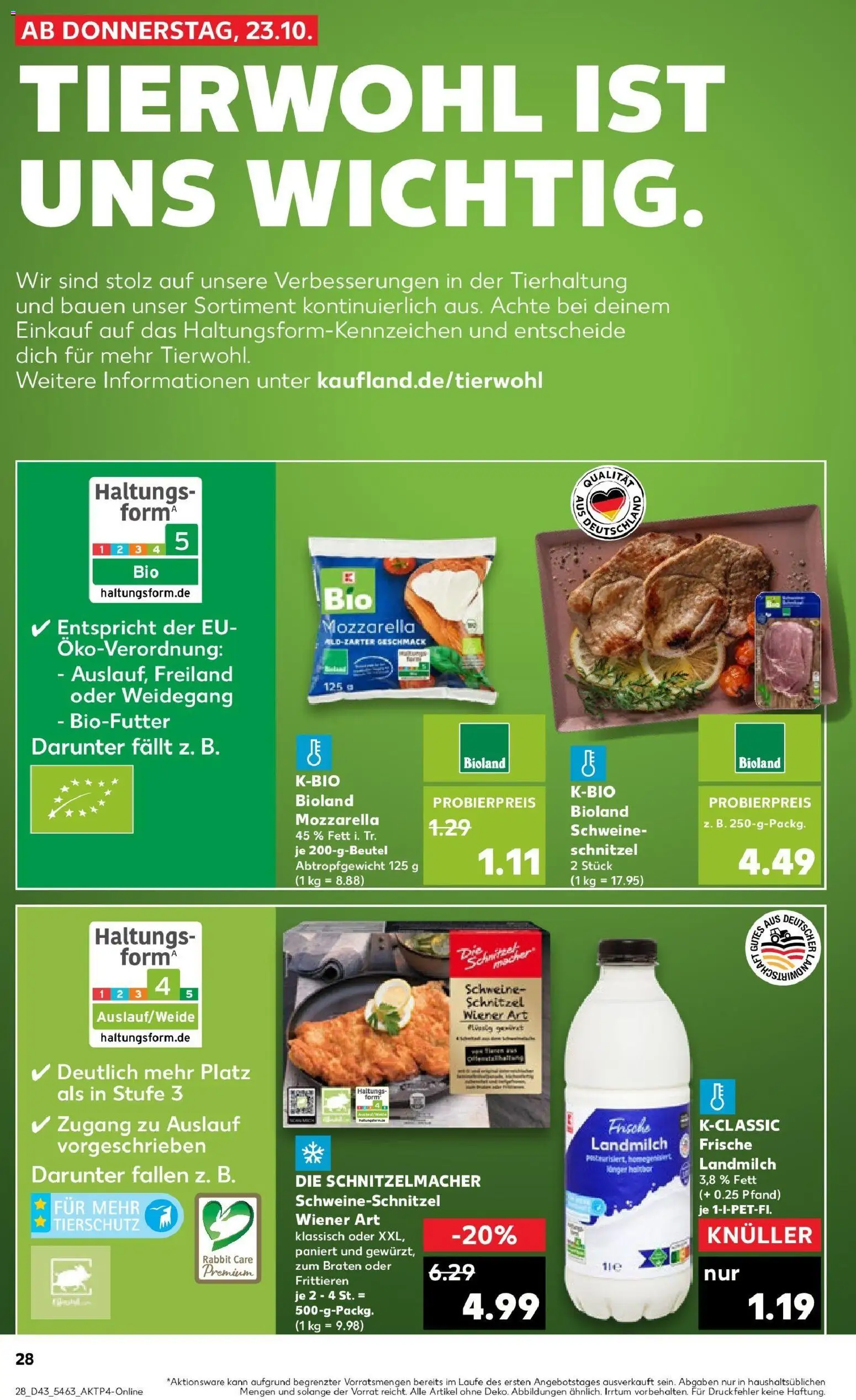 Kaufland prospekt Holzminden	 – gültig ab 26.10.2025 | Seite: 28 | Produkte: Mozzarella, Schnitzel