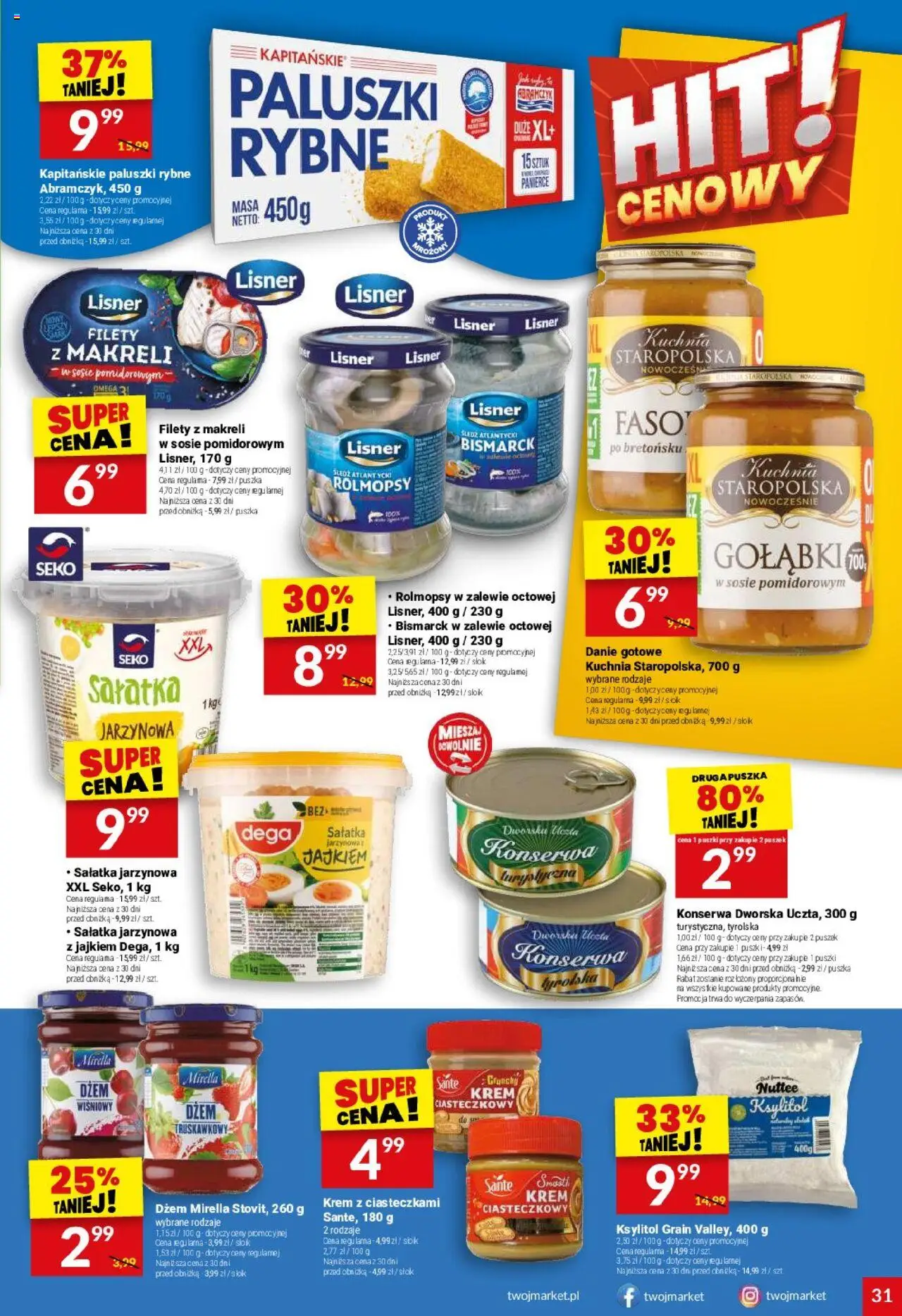 Twój Market Gazetka od 20.08.2025 | Strona: 31 | Produkty: Śledź, Filety z makreli w sosie pomidorowym, Róż, Sałatka