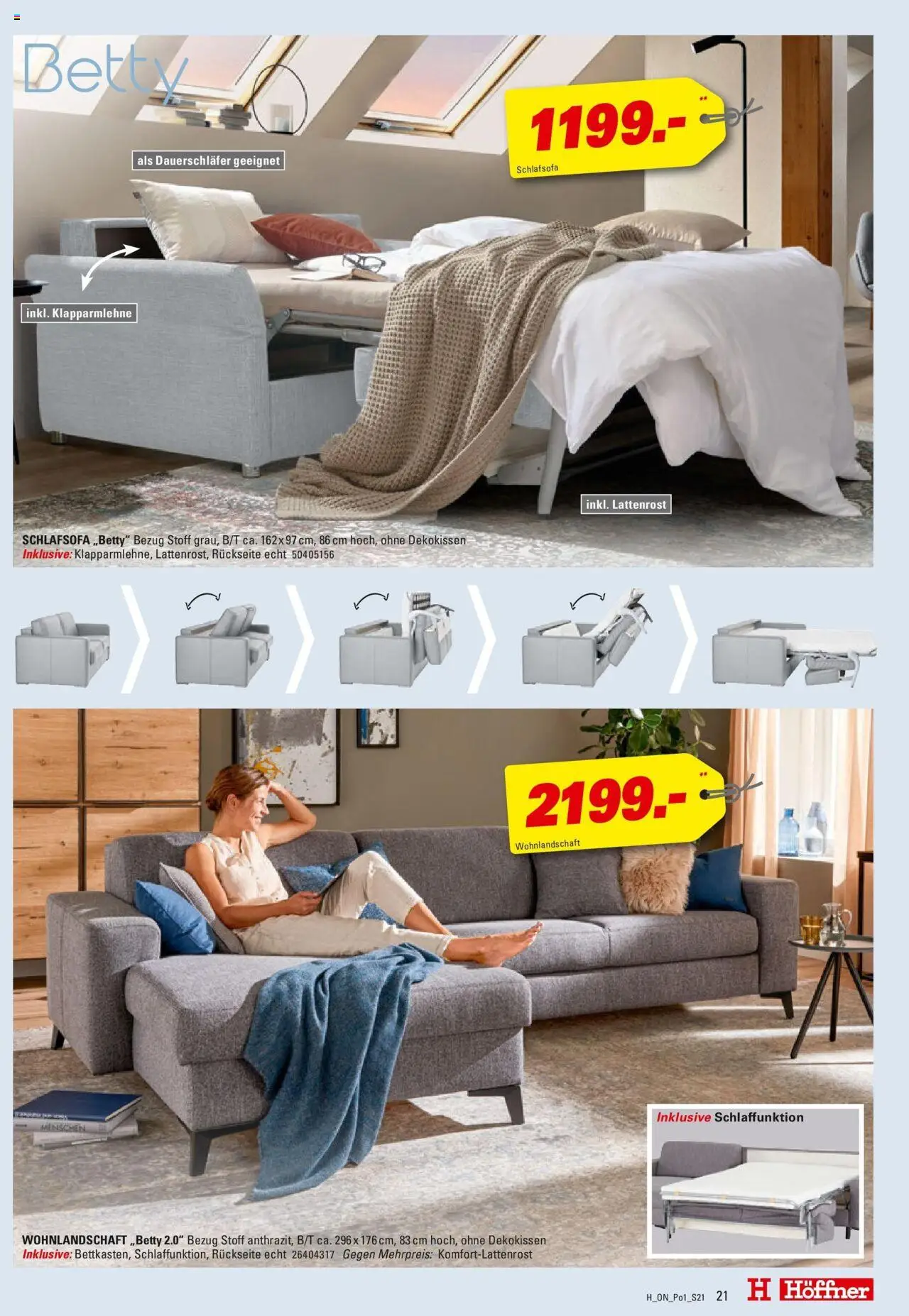 Höffner - Polster Spezial - gültig ab dem 03.06.2025 | Seite: 21 | Produkte: Wohnlandschaft, Schlafsofa, Lattenrost