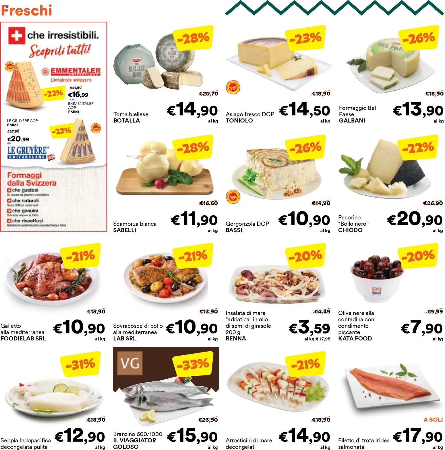 Volantino Unes del 16.02.2026 | Pagina: 14 | Prodotti: Insalata, Branzino, Arrosticini, Pecorino