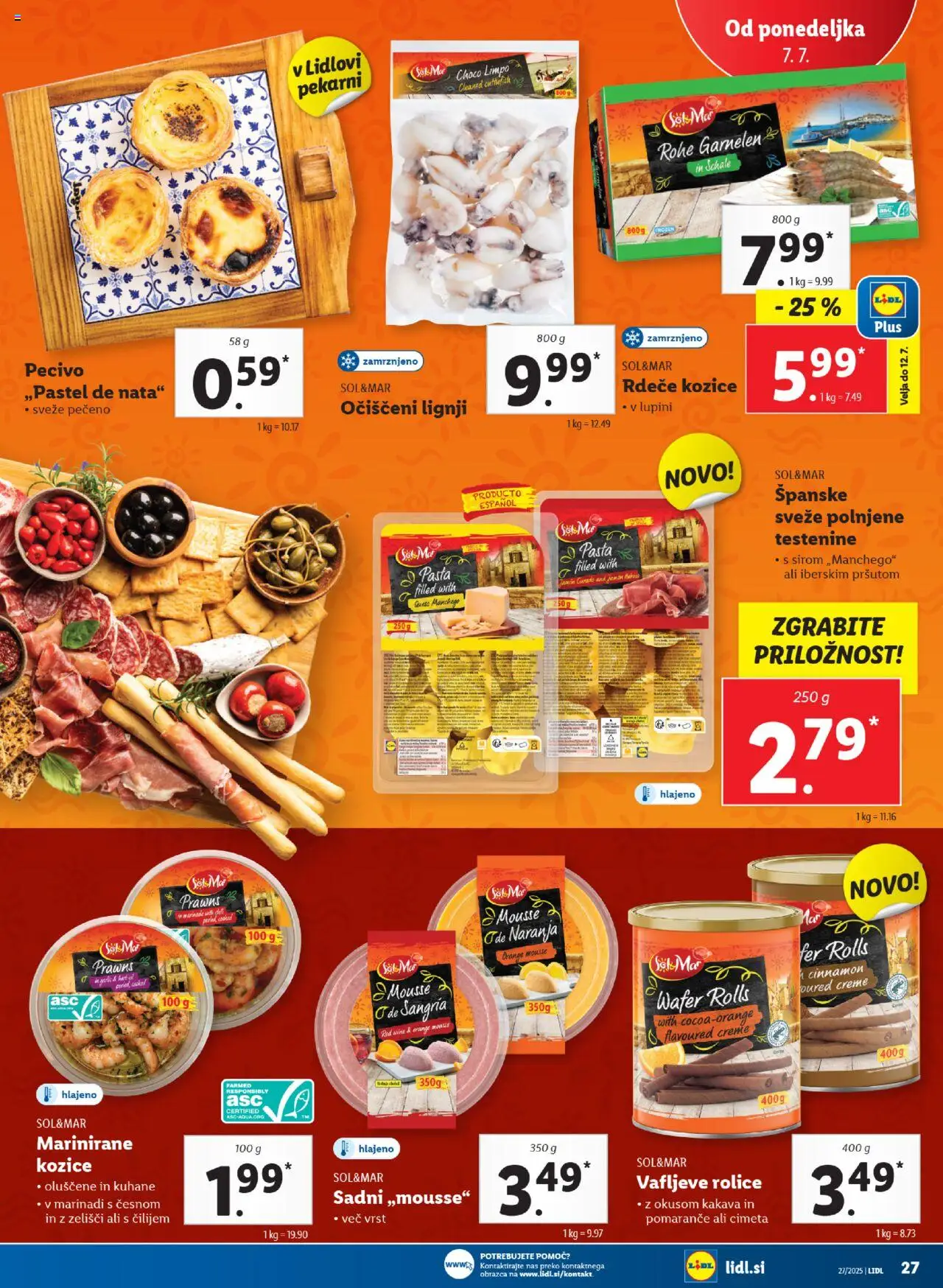 Lidl - Maribor │ velja od 03.07.2025 | Stran: 41 | Izdelki: Lignji, Kozice, Testenine, Sol