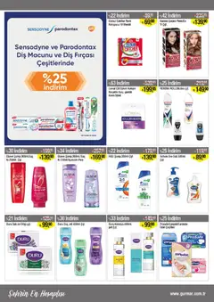01.03.2026 tarihinden itibaren geçerli olan Gürmar kataloğu önizlemesi | Sayfa: 12 | Ürünler: Mendil, Krem, Duş jeli, Diş fırçası