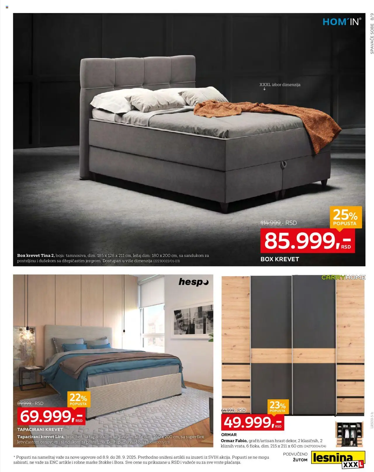 Lesnina XXXL katalog - važi od 08.09.2025 | Strana: 9 | Proizvode: Krevet, Ormar