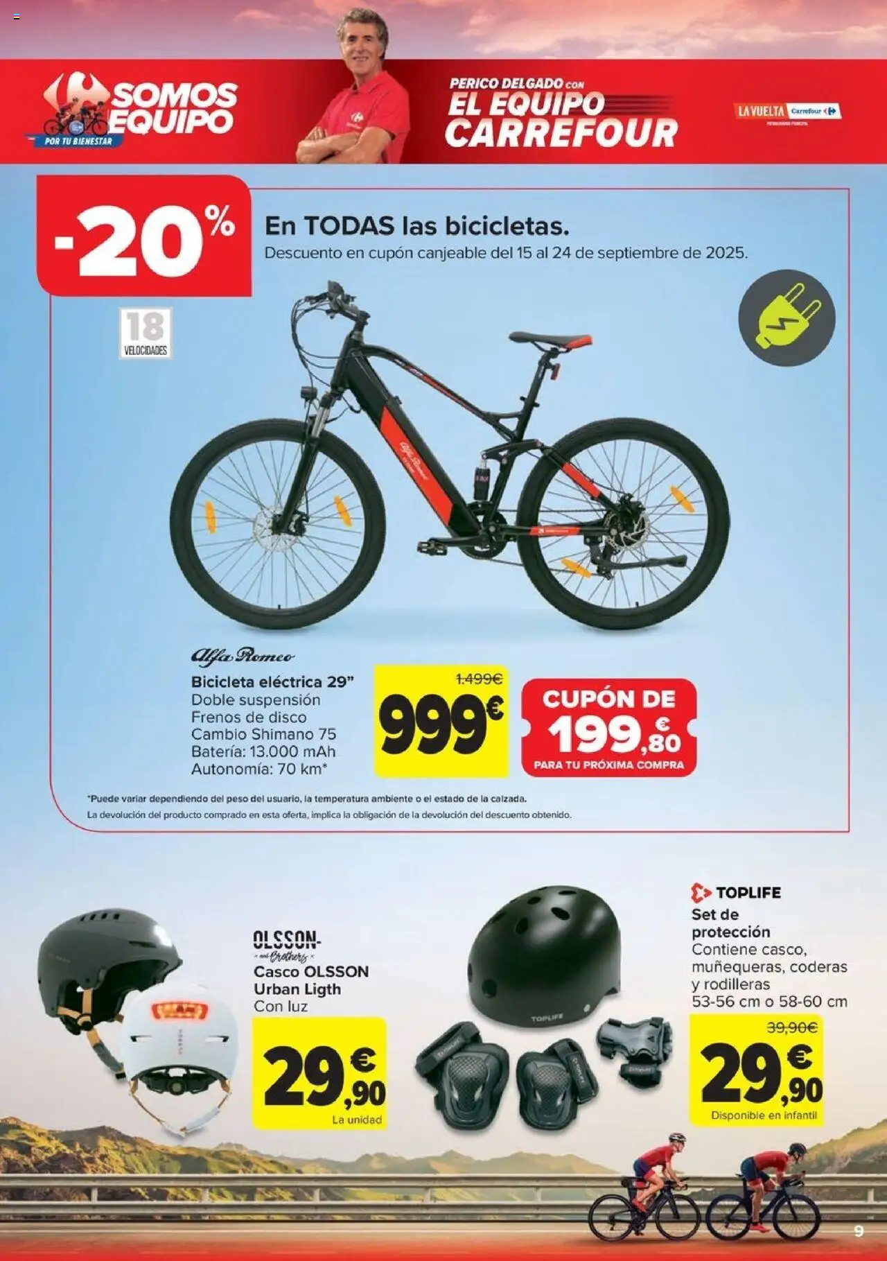 Carrefour -Vuelta Ciclista │ válido desde el 22.08.2025 | Página: 9 | Productos: Bicicleta eléctrica, Disco, Peso, Batería