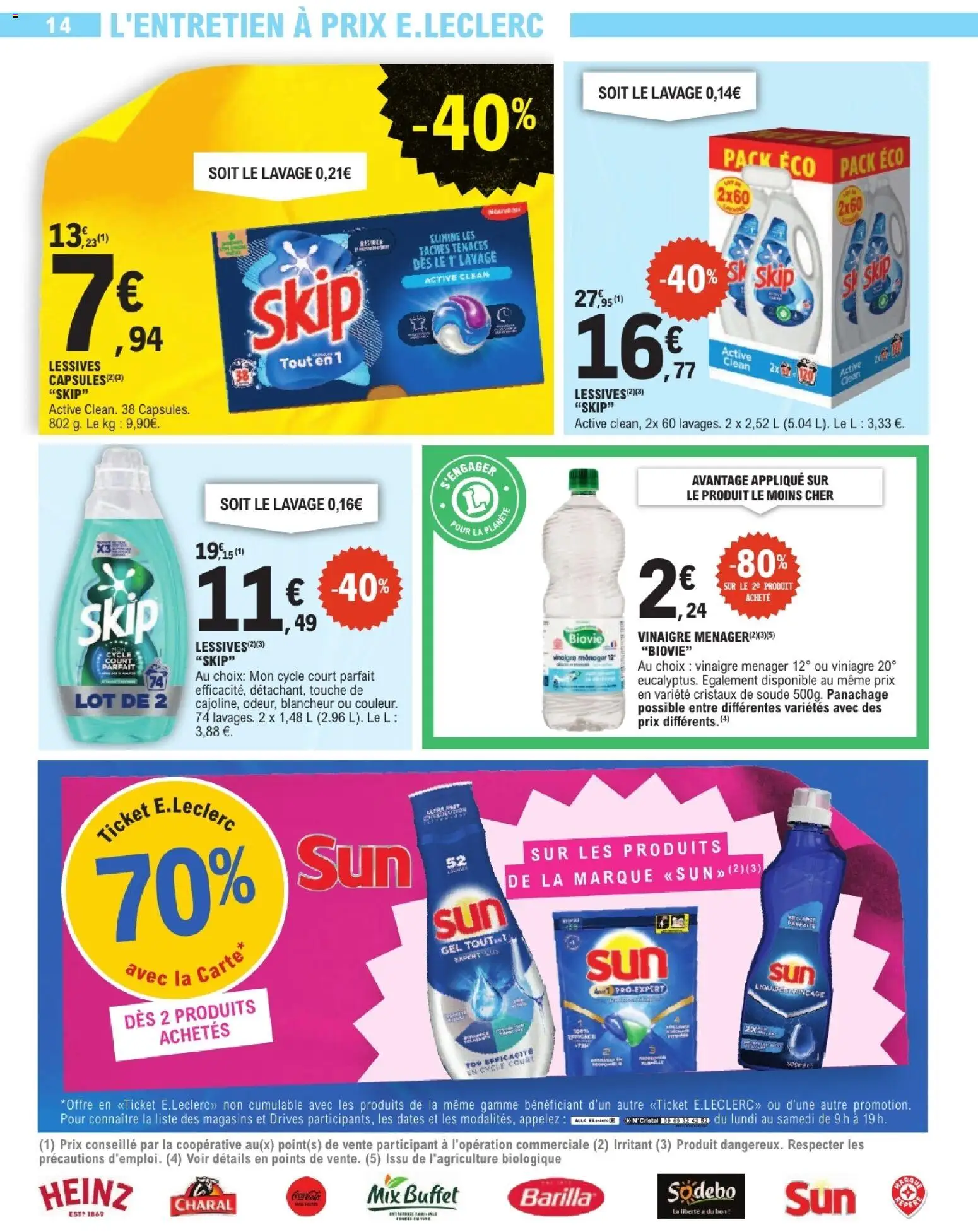 {H1} | Page: 14 | Produits: Détergent, Cristaux de soude, Buffet, Vinaigre