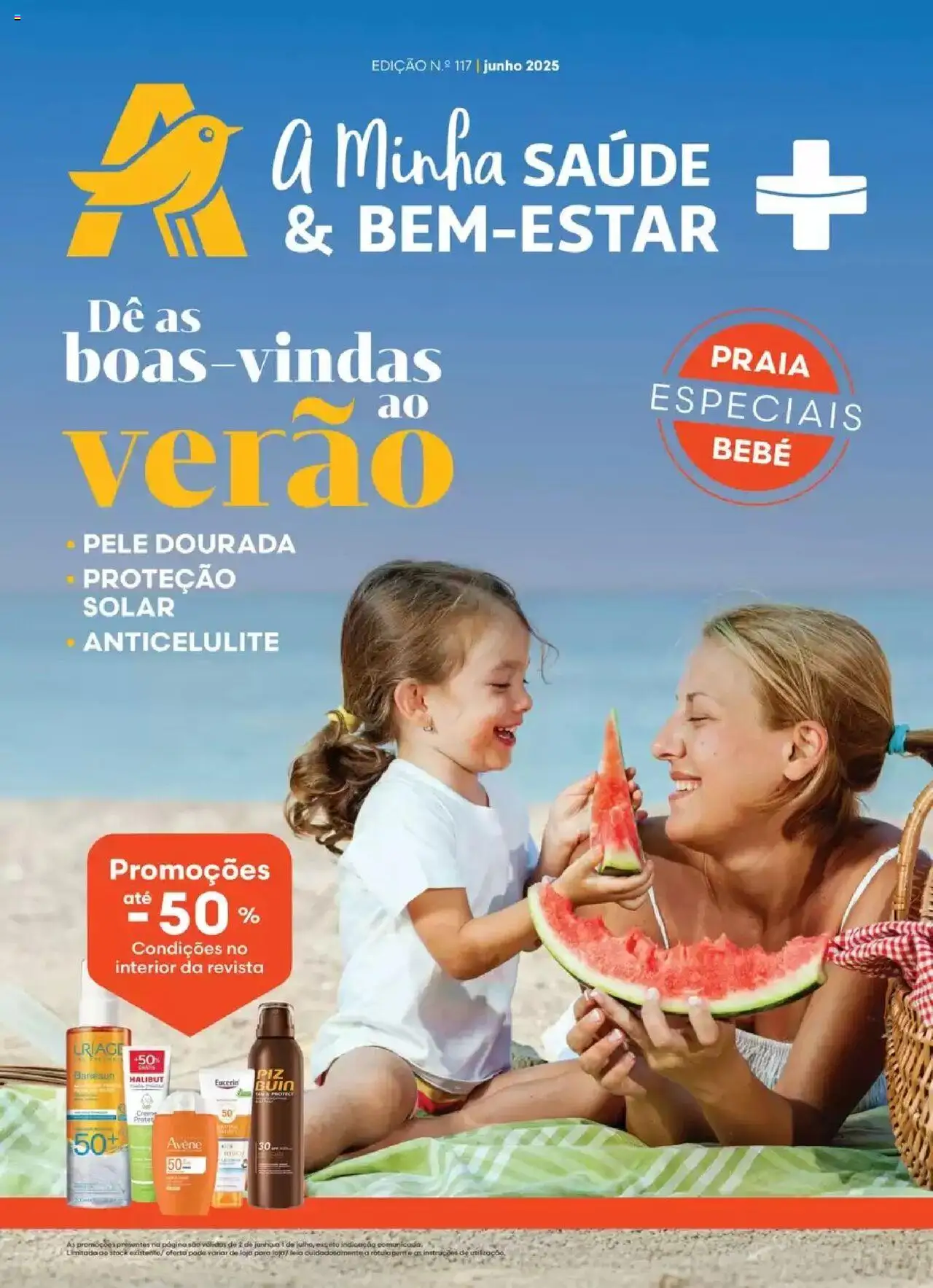 Auchan - Revista Proteção Solar e Bebe │ válido de 02.06.2025 | Página: 1 | Produtos: Dourada, Creme