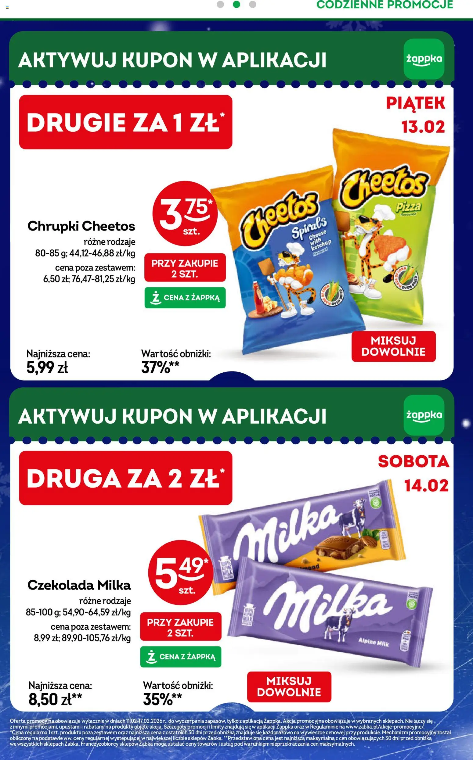 Żabka Gazetka od 11.02.2026 | Strona: 13 | Produkty: Ketchup, Chrupki, Milka, Pizza