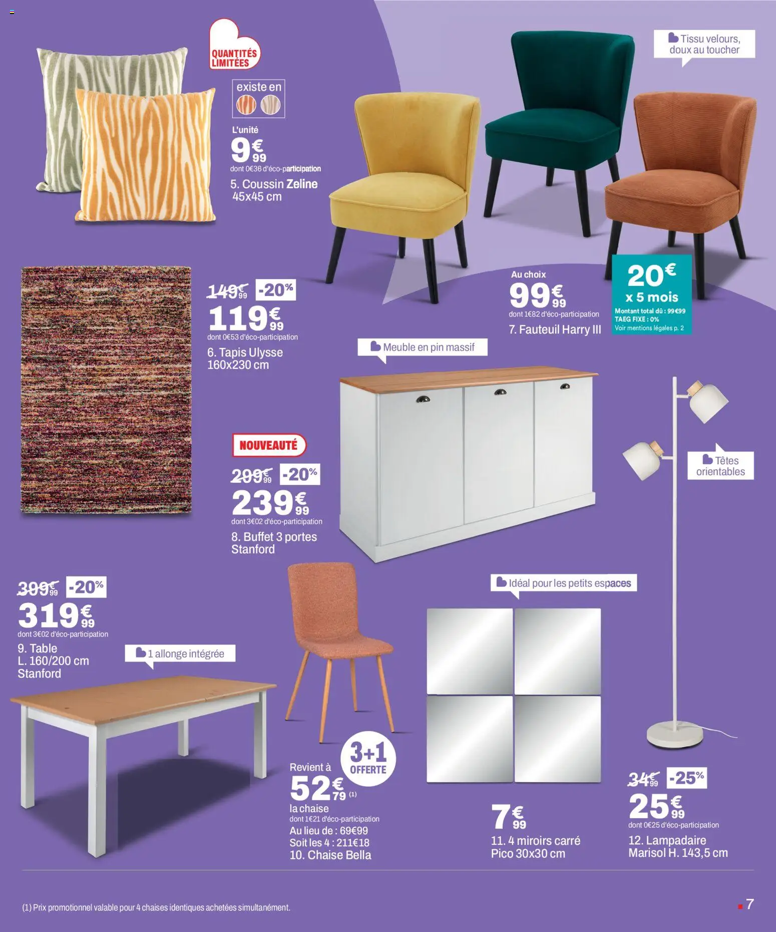 {H1} | Page: 7 | Produits: Lampadaire, Chaise, Buffet, Tapis