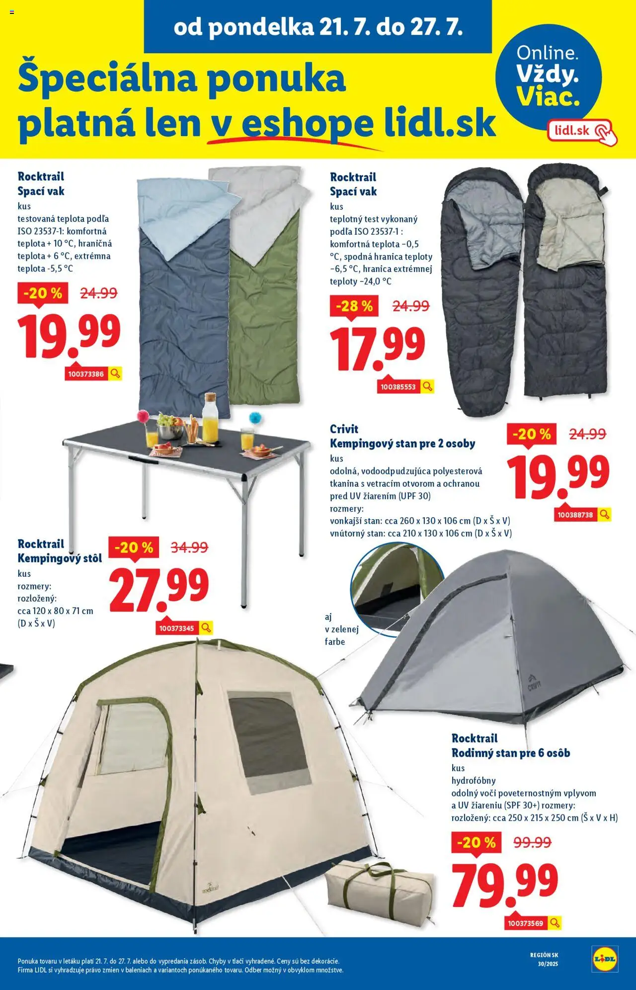 Lidl leták │ platný od 21.07.2025 | Strana: 62 | Produkty: Stôl, Stan