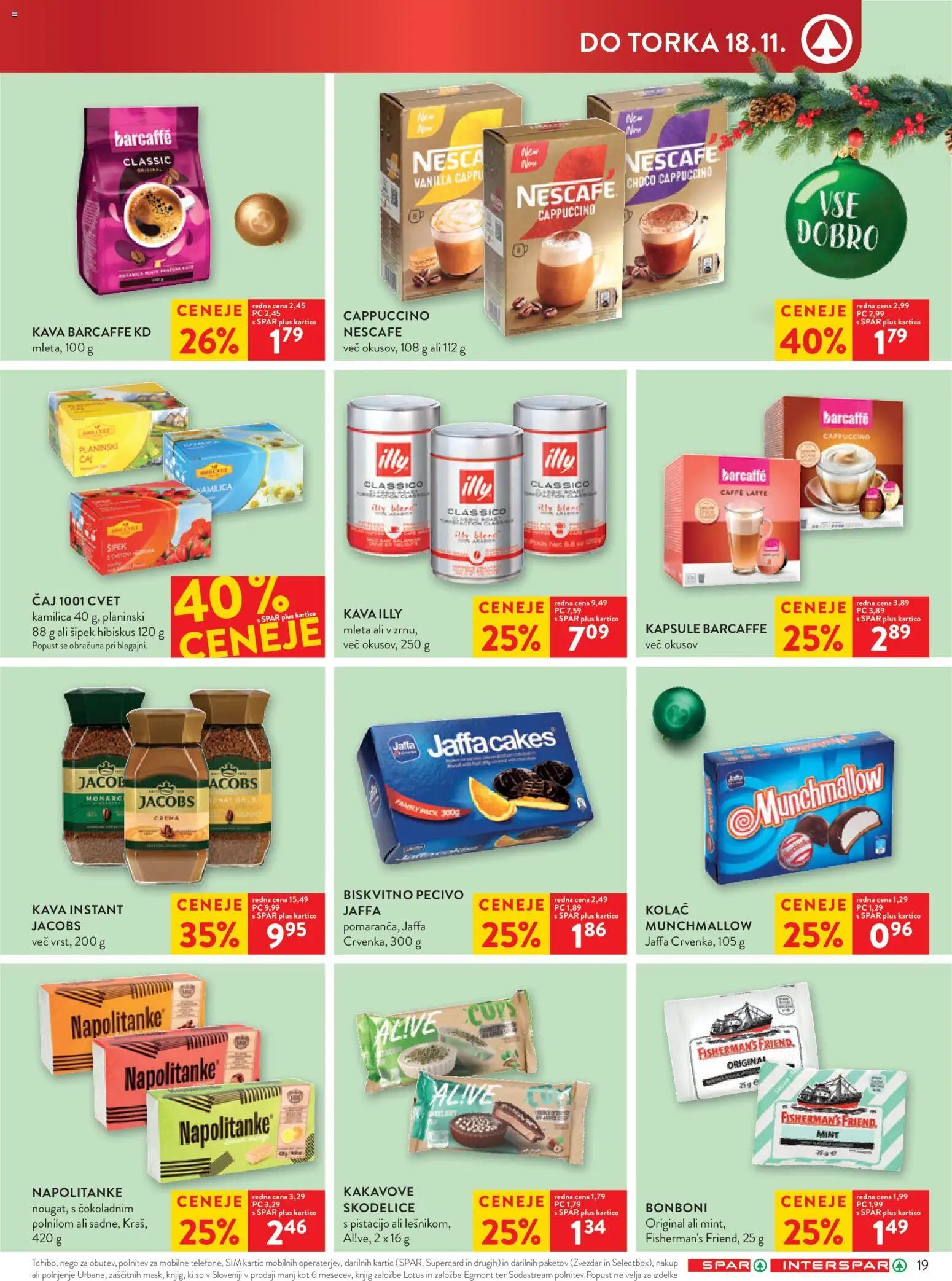 Novi Spar katalog ponudbe – veljaven od 12.11.2025 | Stran: 23 | Izdelki: Napolitanke, Bonboni, Kava, Caj