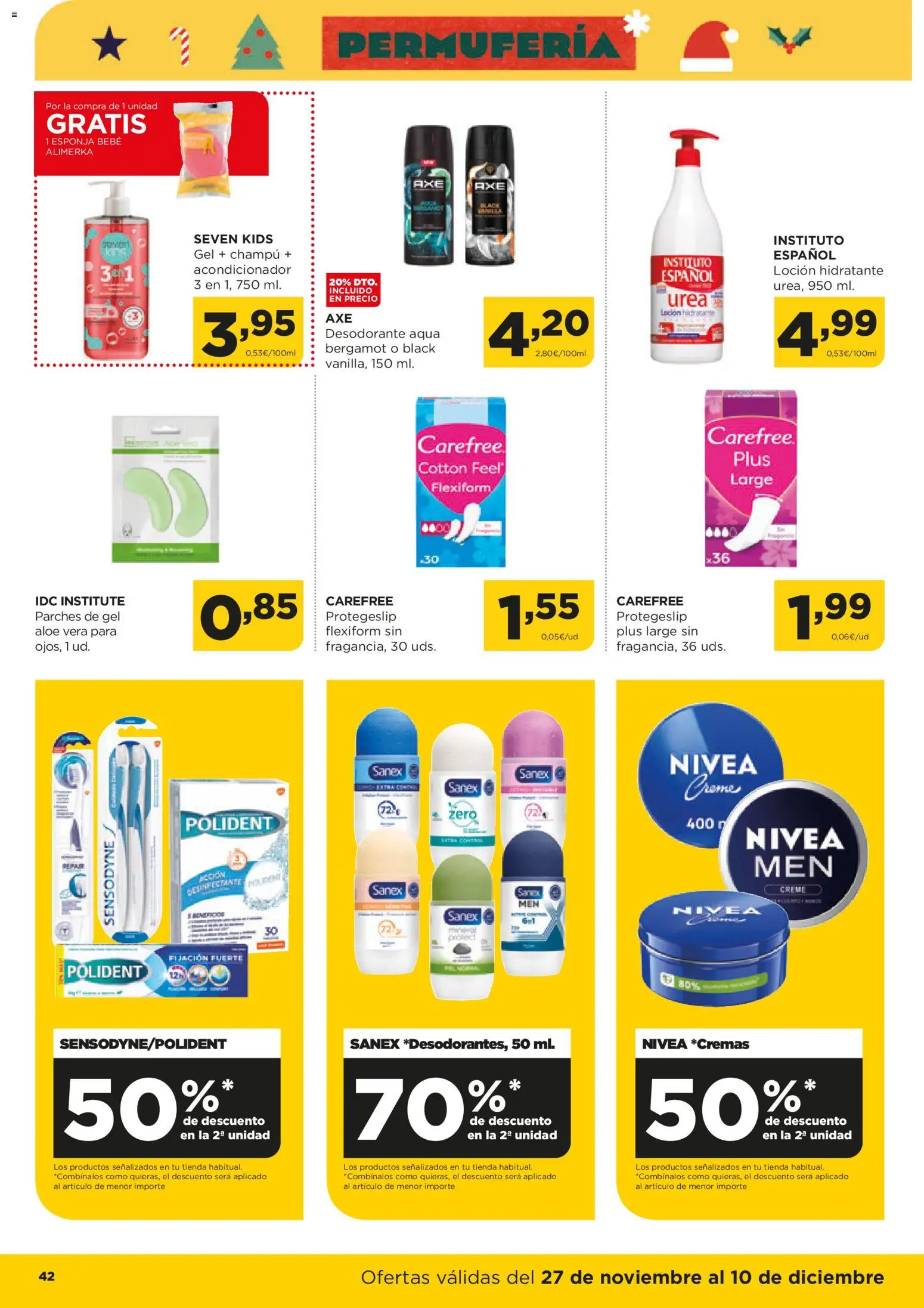 Alimerka folleto Castilla y León │ válido desde el 27.11.2025 | Página: 42 | Productos: Esponja, Champú, Acondicionador, Desodorante