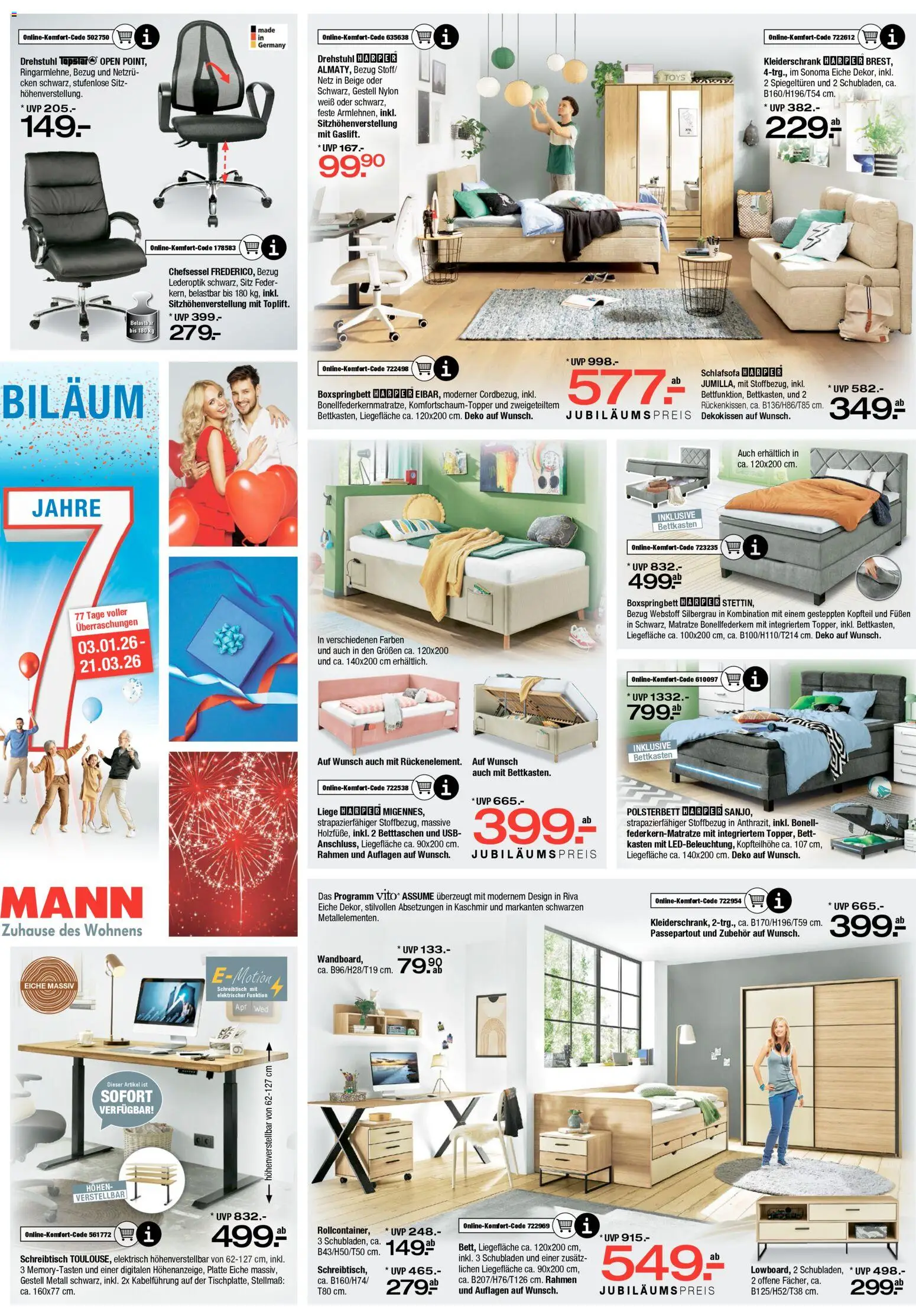 Ostermann Prospekt 	 – gültig ab 31.01.2026 | Seite: 15 | Produkte: Schlafsofa, Kleiderschrank, Boxspringbett, Chefsessel