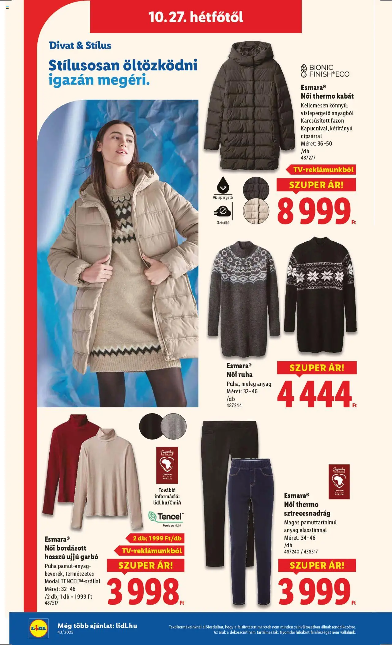 Lidl akciós ujság - amely érvényes a következő dátumtól: 22.10.2025 | Oldal: 42 | Termékek: Garbó, Ruha, Kabát, Só
