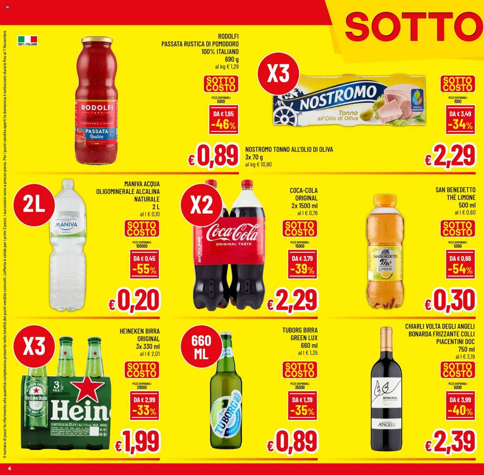 Volantino A&O del 29.10.2025 | Pagina: 4 | Prodotti: Acqua, Pomodoro, Limone, The