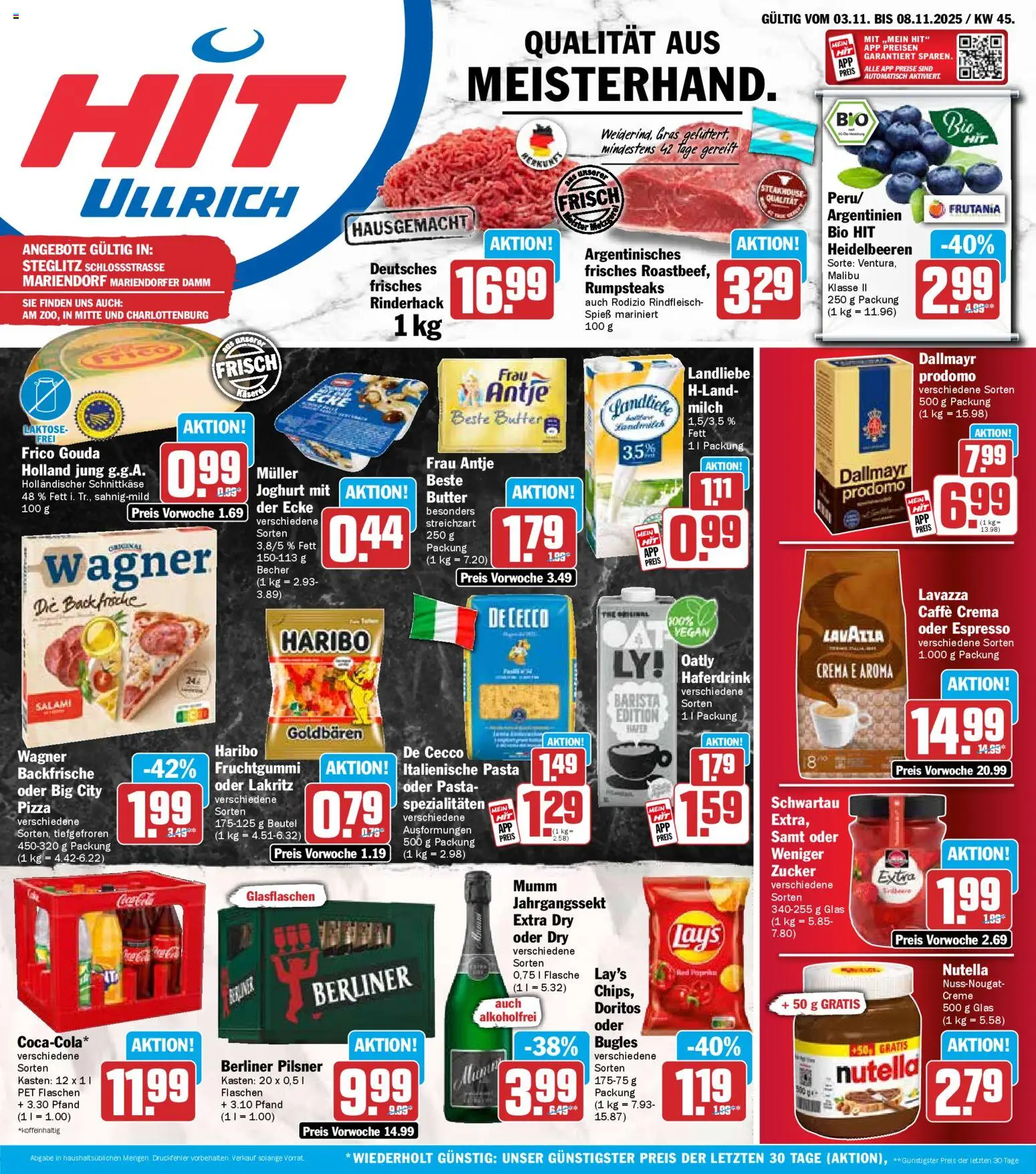 HIT - Berlin – gültig ab 03.11.2025 | Seite: 1 | Produkte: Creme, Nutella, Oatly, Salami