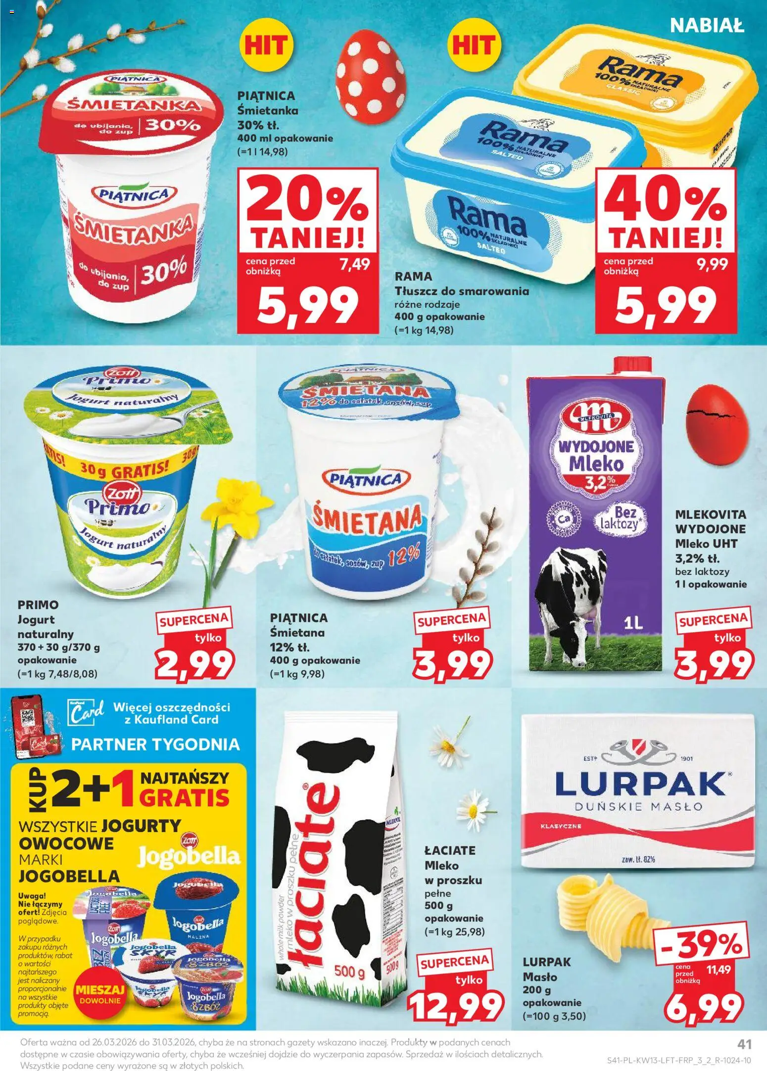 Kaufland Polsko leták od 26.03.2026 | Strana: 41 | Produkty: Máslo, Rama, Jogurty, Jogobella