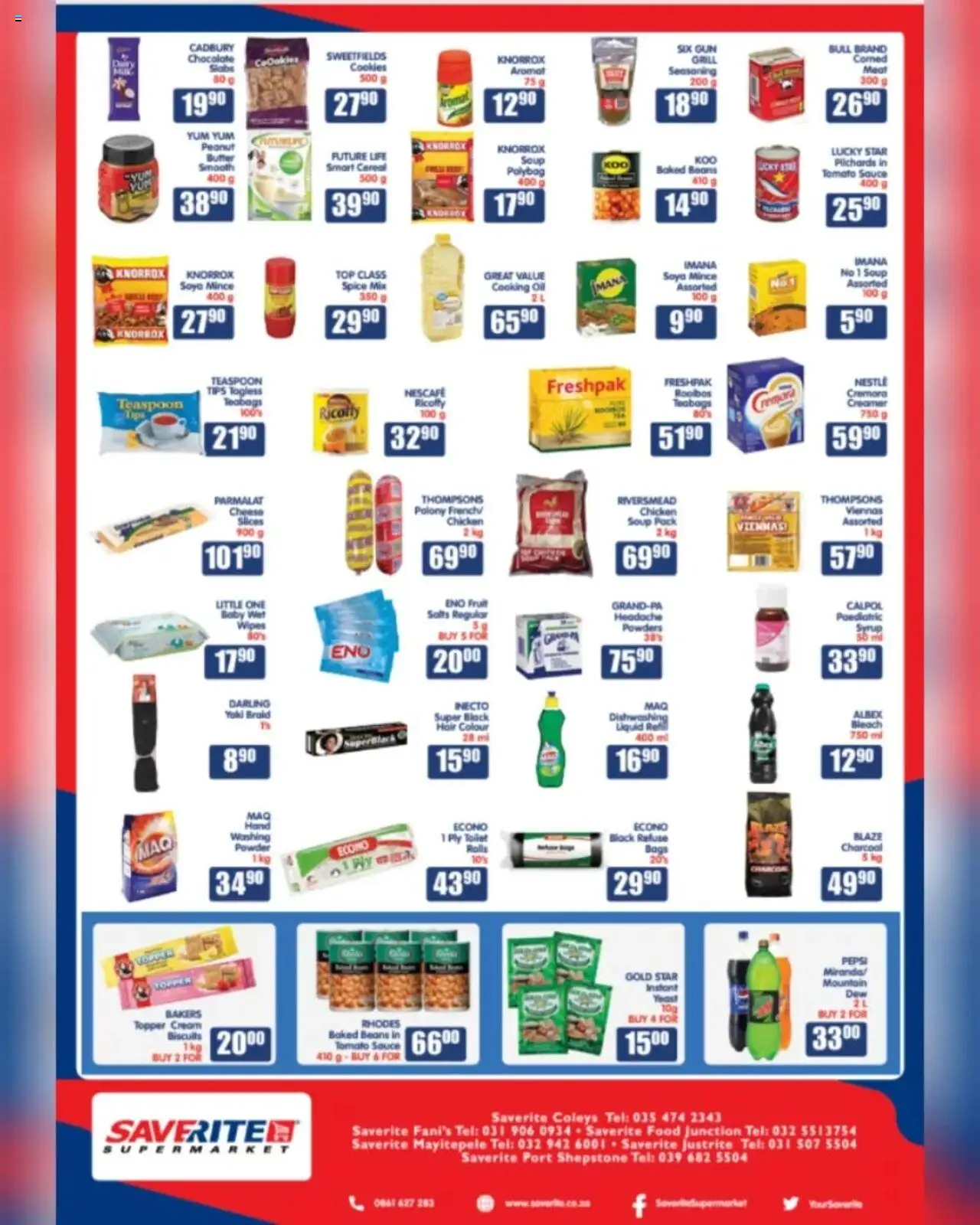 Saverite Specials │ valid from 25.08.2025 | Page: 2 | Products: Biscuits, Chicken, Seasoning, Fruit