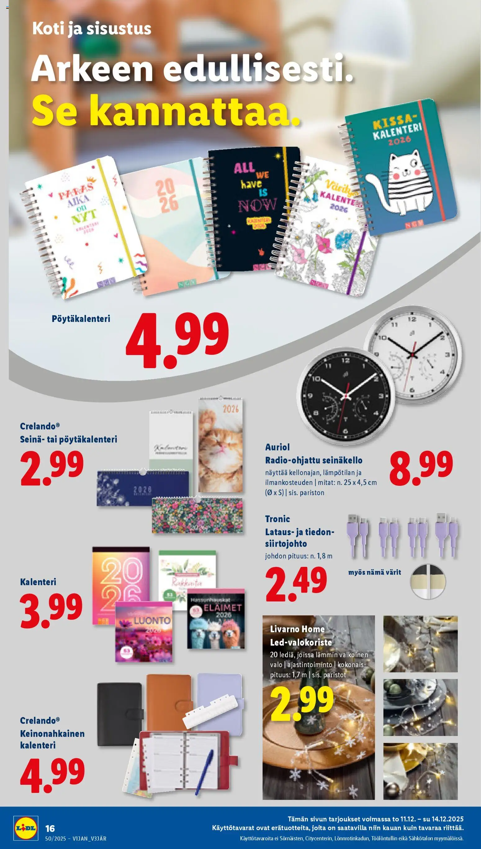 Lidl tarjoukset - Tampere – voimassa 11.12.2025 alkaen | Sivu: 16 | Tuotteet: Kalenteri, Paristot
