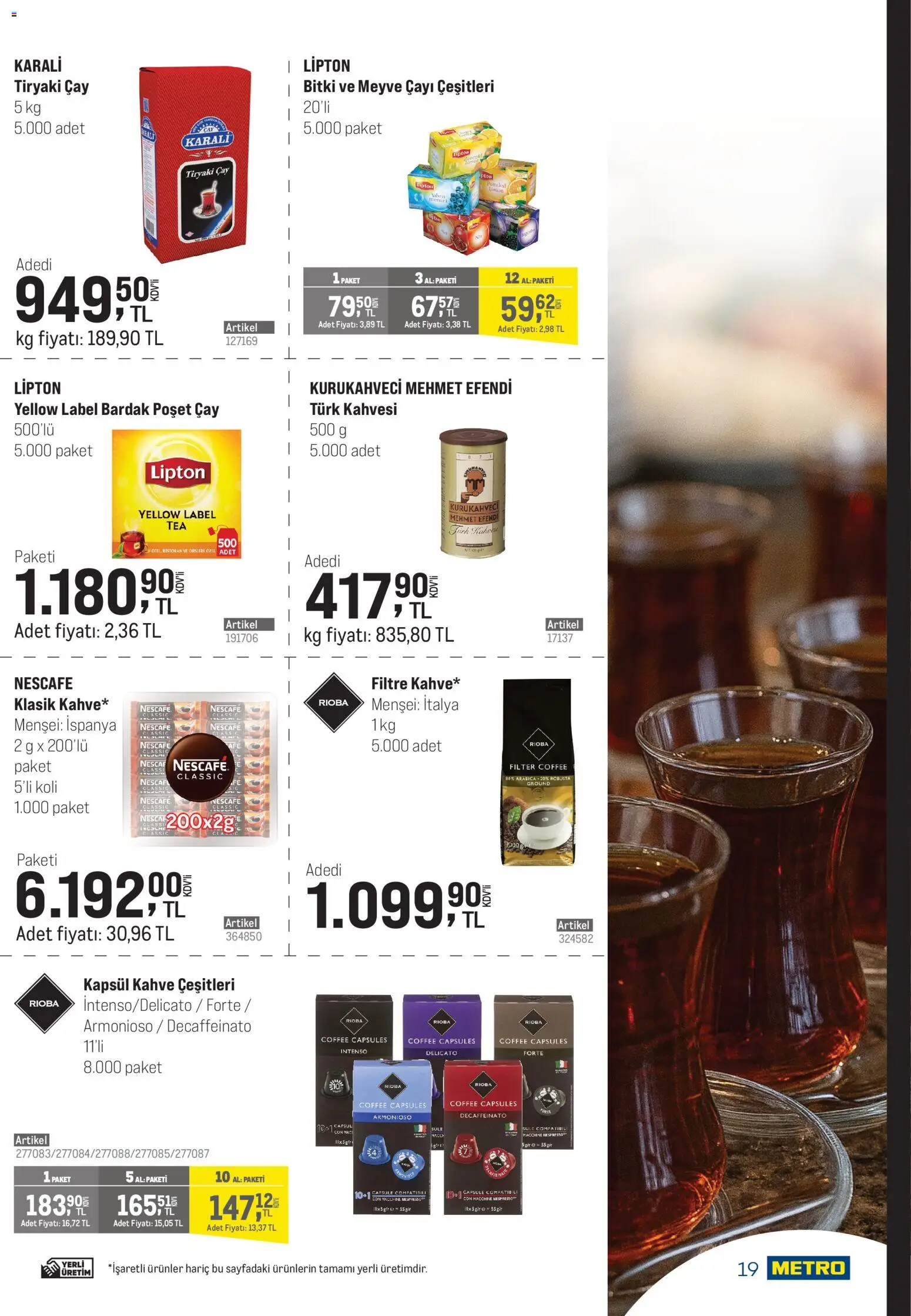 Metro - Şehir Otelleri - 12.11.2025 tarihinden itibaren geçerlidir | Sayfa: 19 | Ürünler: Çay, Bardak poşet çay, Meyve, Zselatin