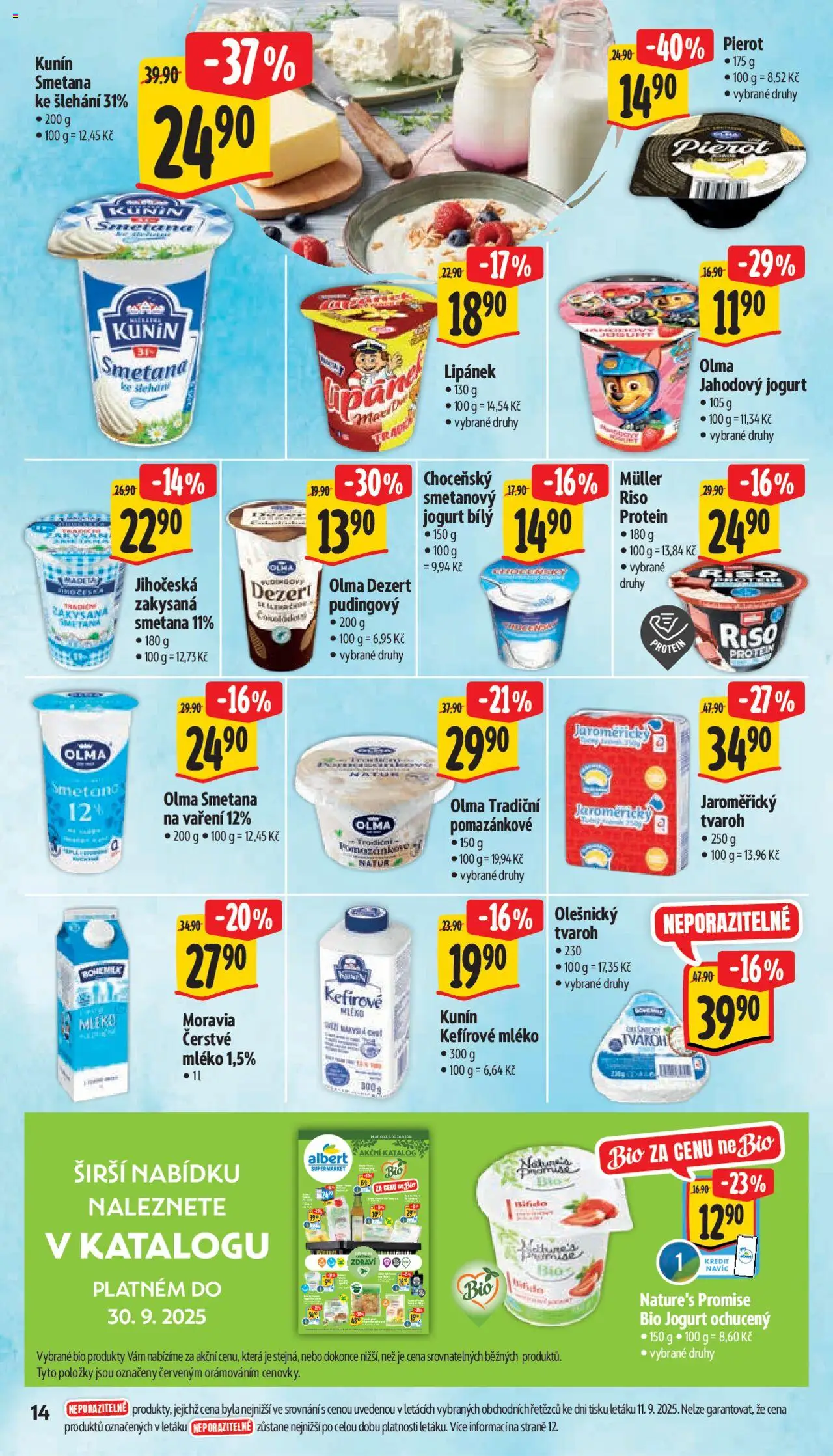 Albert leták - Supermarket od 17.09.2025 | Strana: 22 | Produkty: Bio jogurt, Lipánek, Mléko, Tvaroh