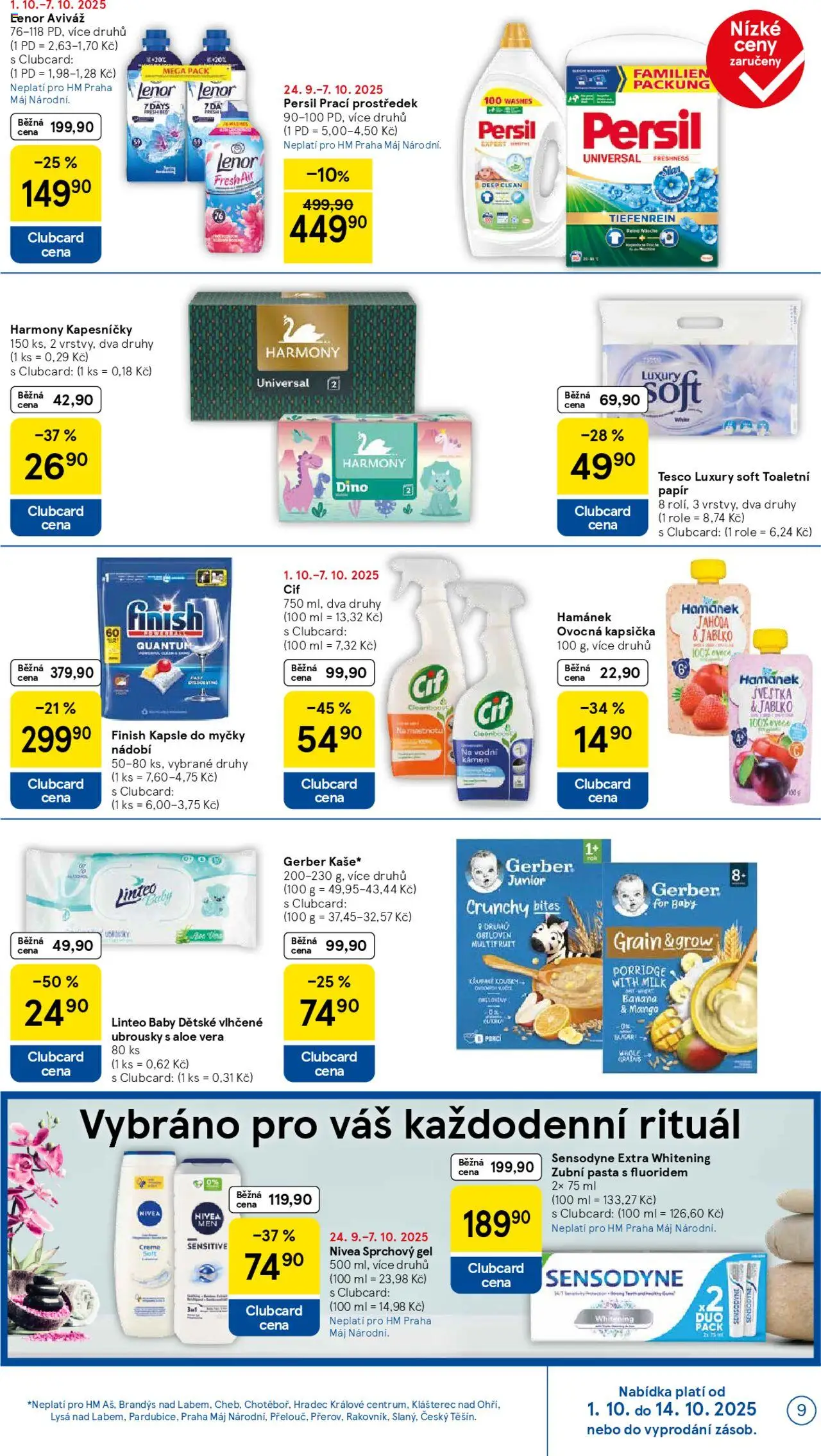 Tesco leták - Hypermarket od 01.10.2025 | Strana: 9 | Produkty: Prací prostředek, Ovocná kapsička, Cif, Aloe vera