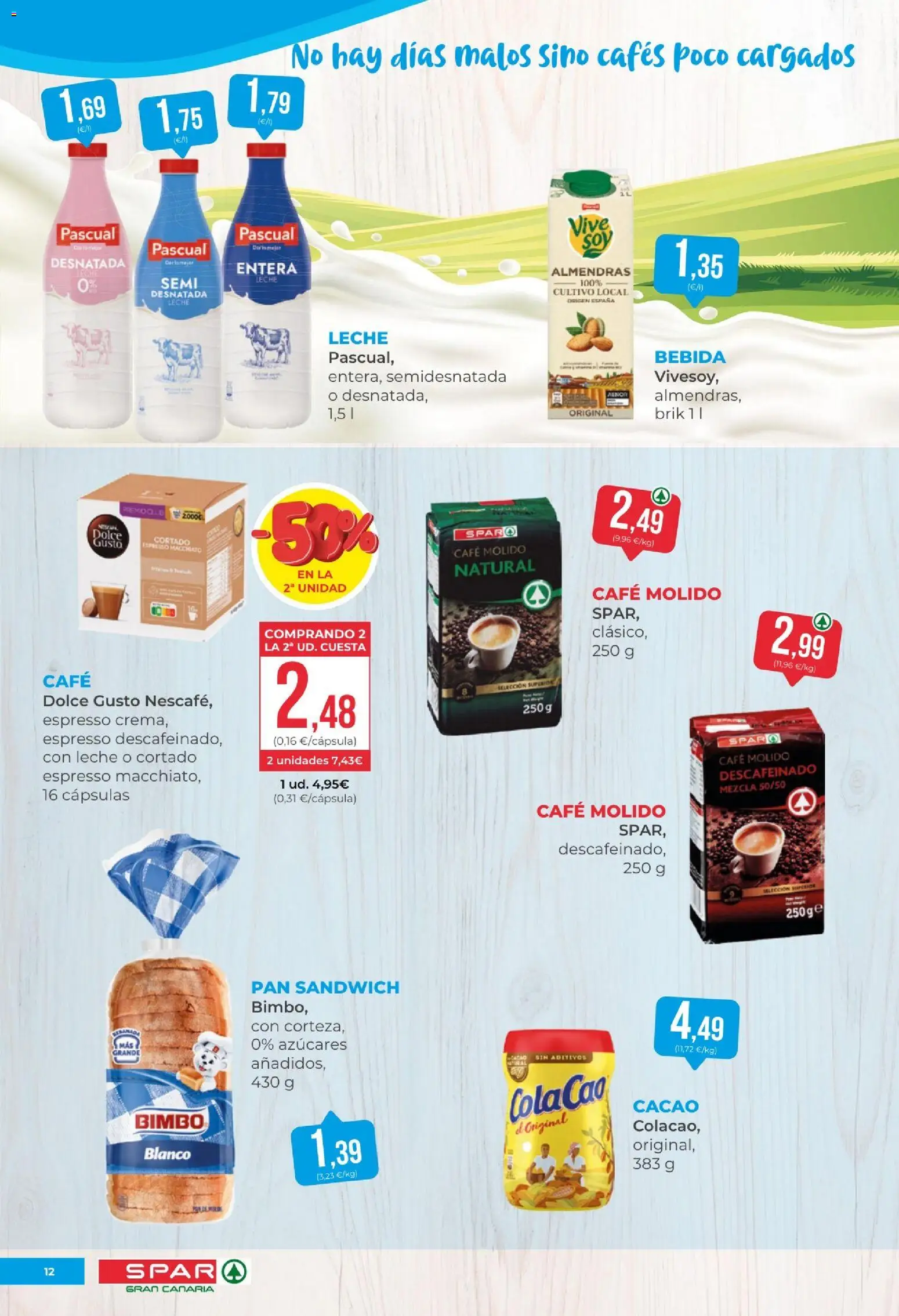 Spar - folleto │ válido desde el 09.01.2026 | Página: 12 | Productos: Leche, Pan, Café, Crema