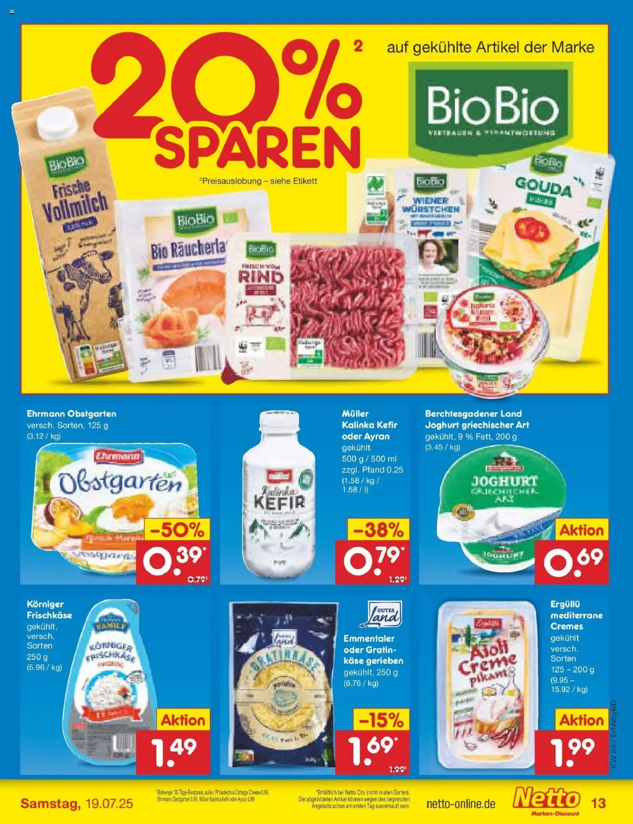 Netto Marken-Discount prospekt Ergolding	 - gültig ab dem 13.07.2025 | Seite: 17 | Produkte: Kefir, Gouda, Creme, Frischkase