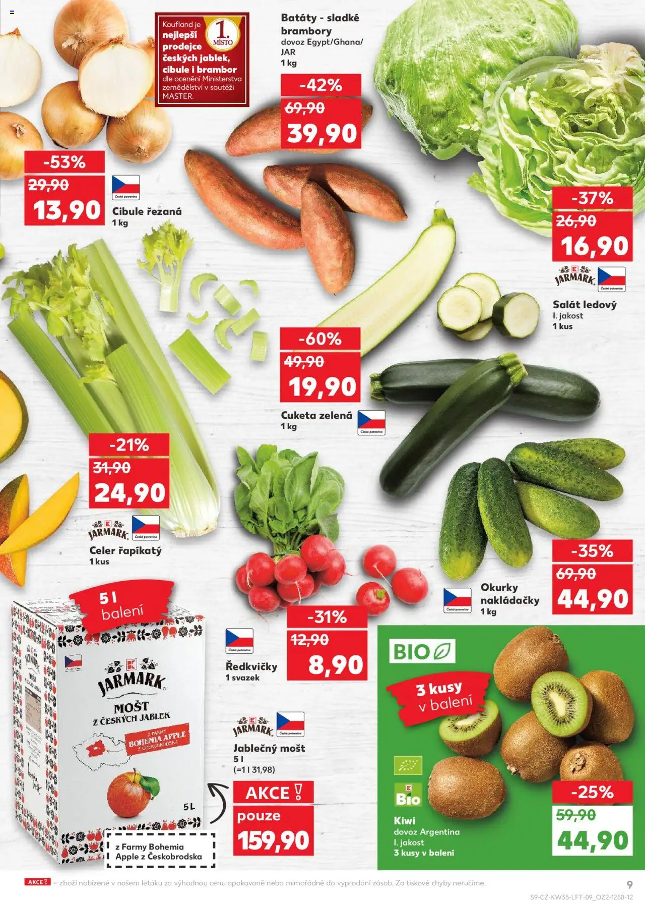 Kaufland leták - Plzeň od 27.08.2025 | Strana: 9 | Produkty: Mošt, Salát, Cuketa, Cibule