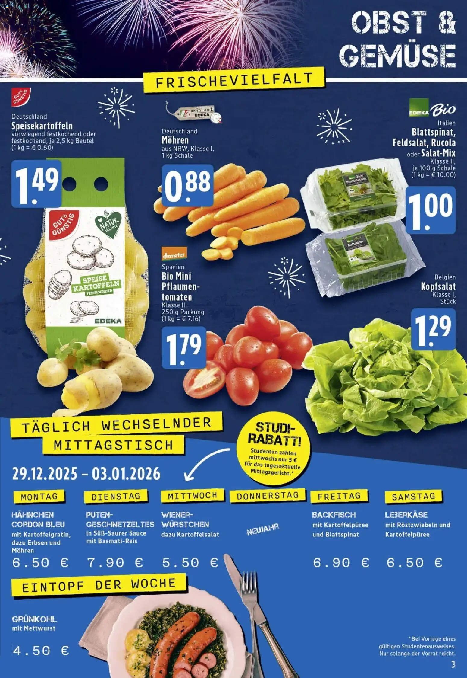 Edeka prospekt Köln	 – gültig ab 29.12.2025 | Seite: 3 | Produkte: Basmatireis, Rucola, Mohren, Erbsen