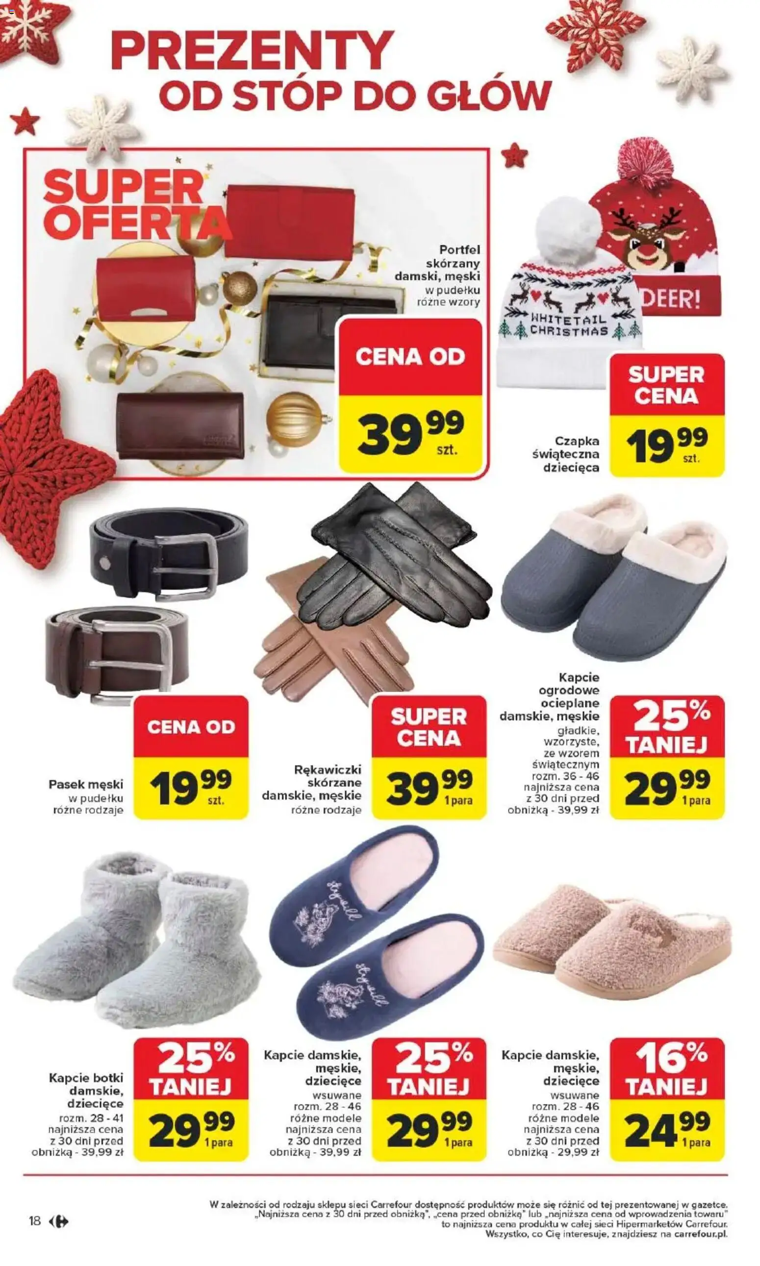 Carrefour Gazetka - Święta spełnionych marzeń od 10.11.2025 | Strona: 19 | Produkty: Kapcie, Portfel, Czapka, Pasek
