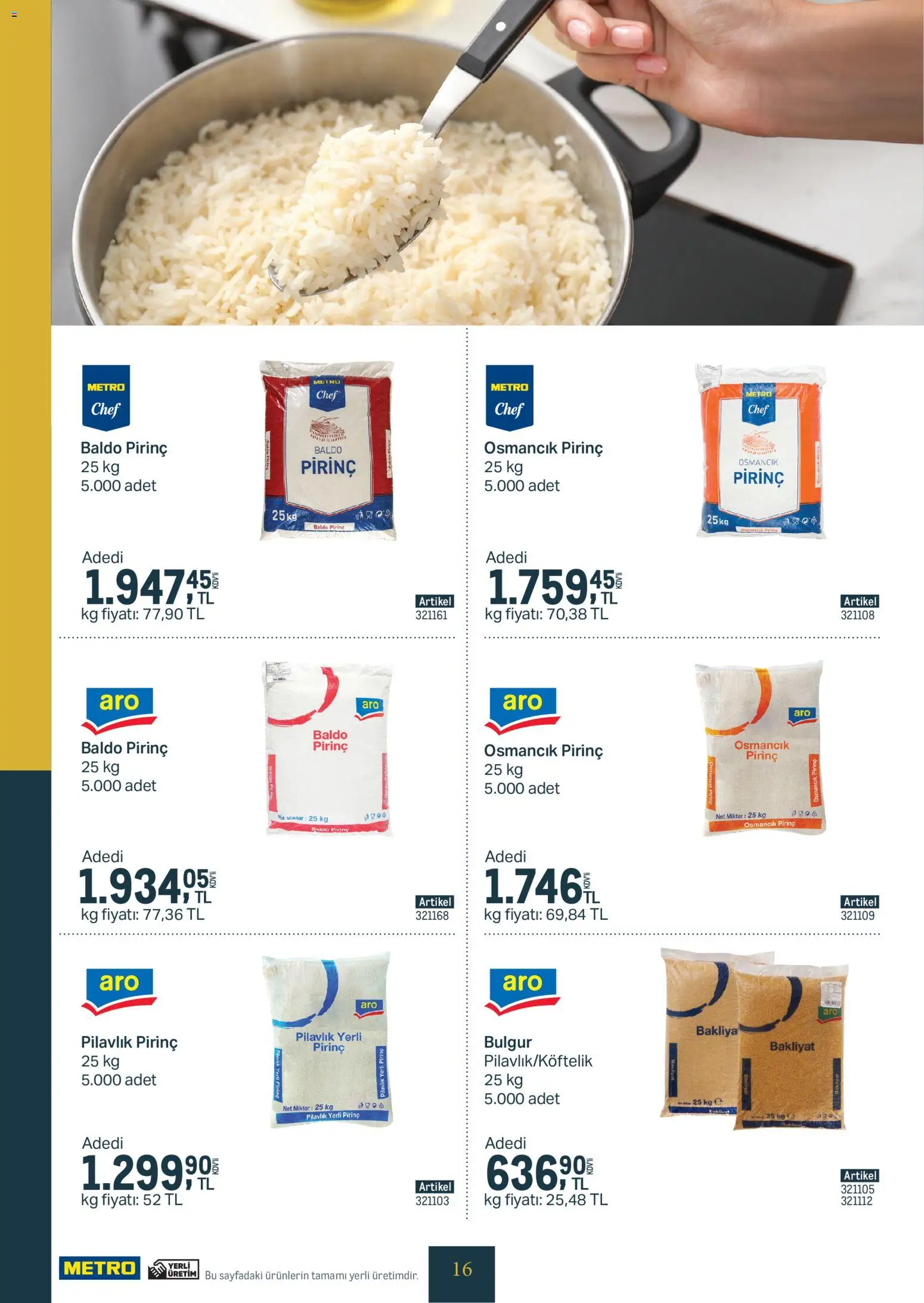 Metro - Kurum & İşletme Mutfakları - 14.01.2026 tarihinden itibaren geçerlidir | Sayfa: 16 | Ürünler: Pirinç