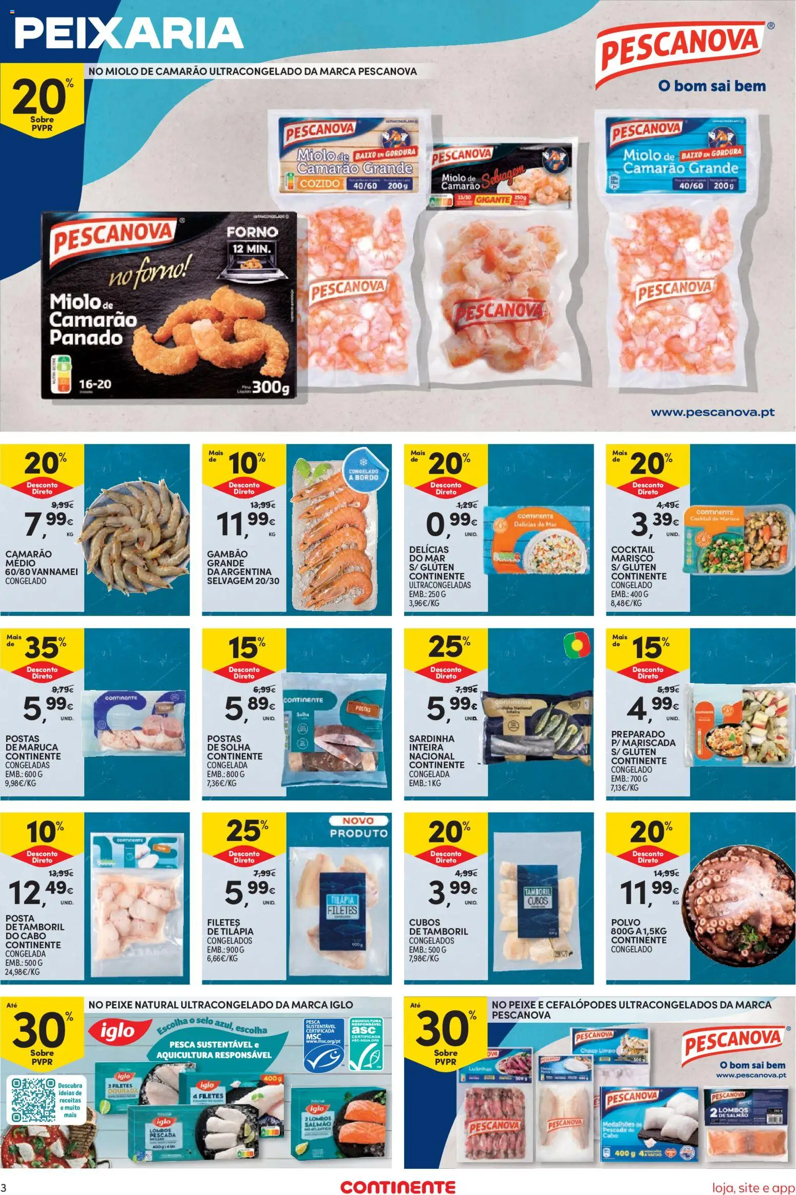 Continente Semanal Continente Bom Dia │ válido de 28.04.2026 | Página: 3 | Produtos: Cabo, Pescada, Lombo, Tamboril