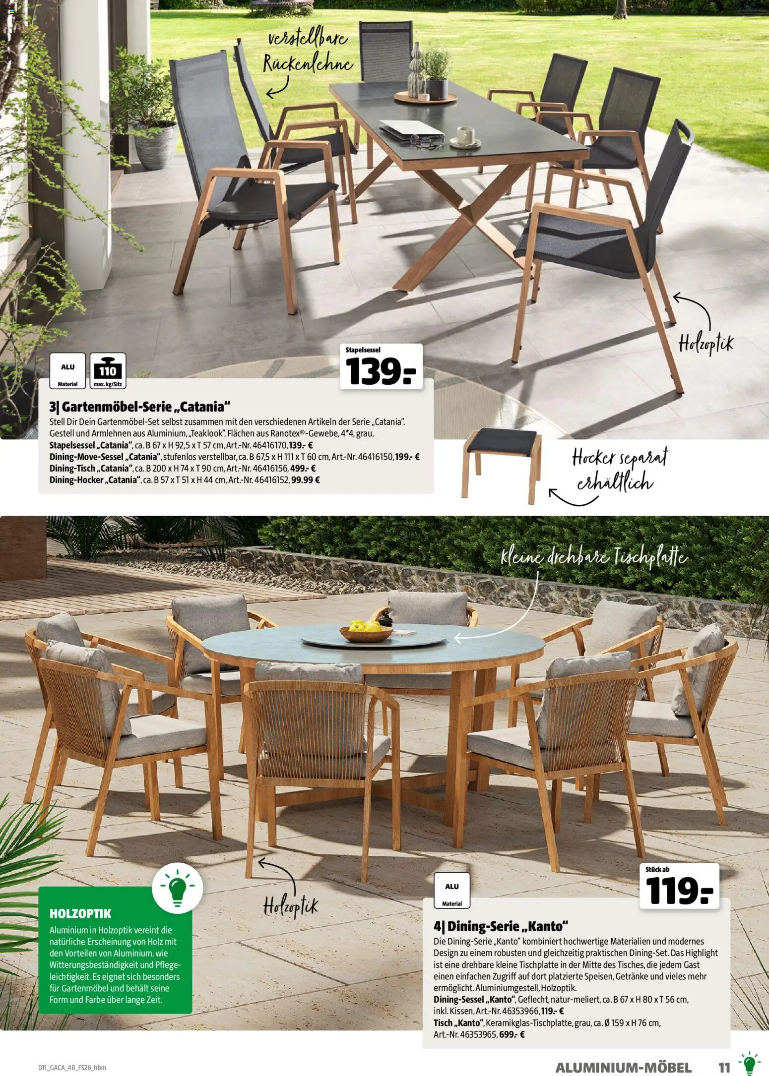 Hagebau Gartenmöbelsortiment – gültig ab 02.03.2026 | Seite: 11 | Produkte: Hocker, Tisch, Gartenmöbel