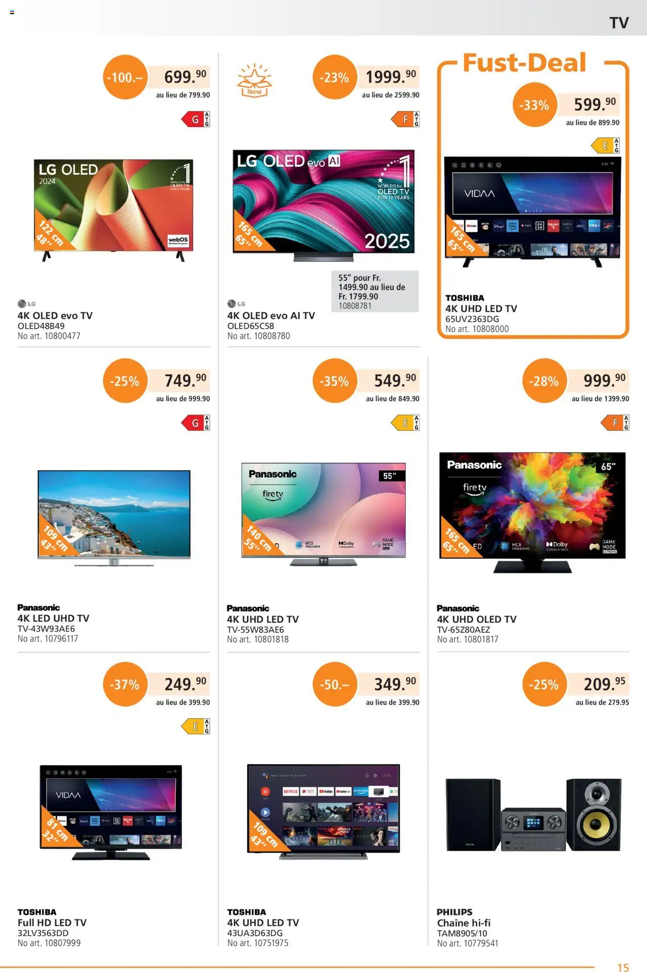 Fust Aktionen FR ab 28.07.2025 | Seite: 15 | Produkte: TV, Hifi, LG, Panasonic