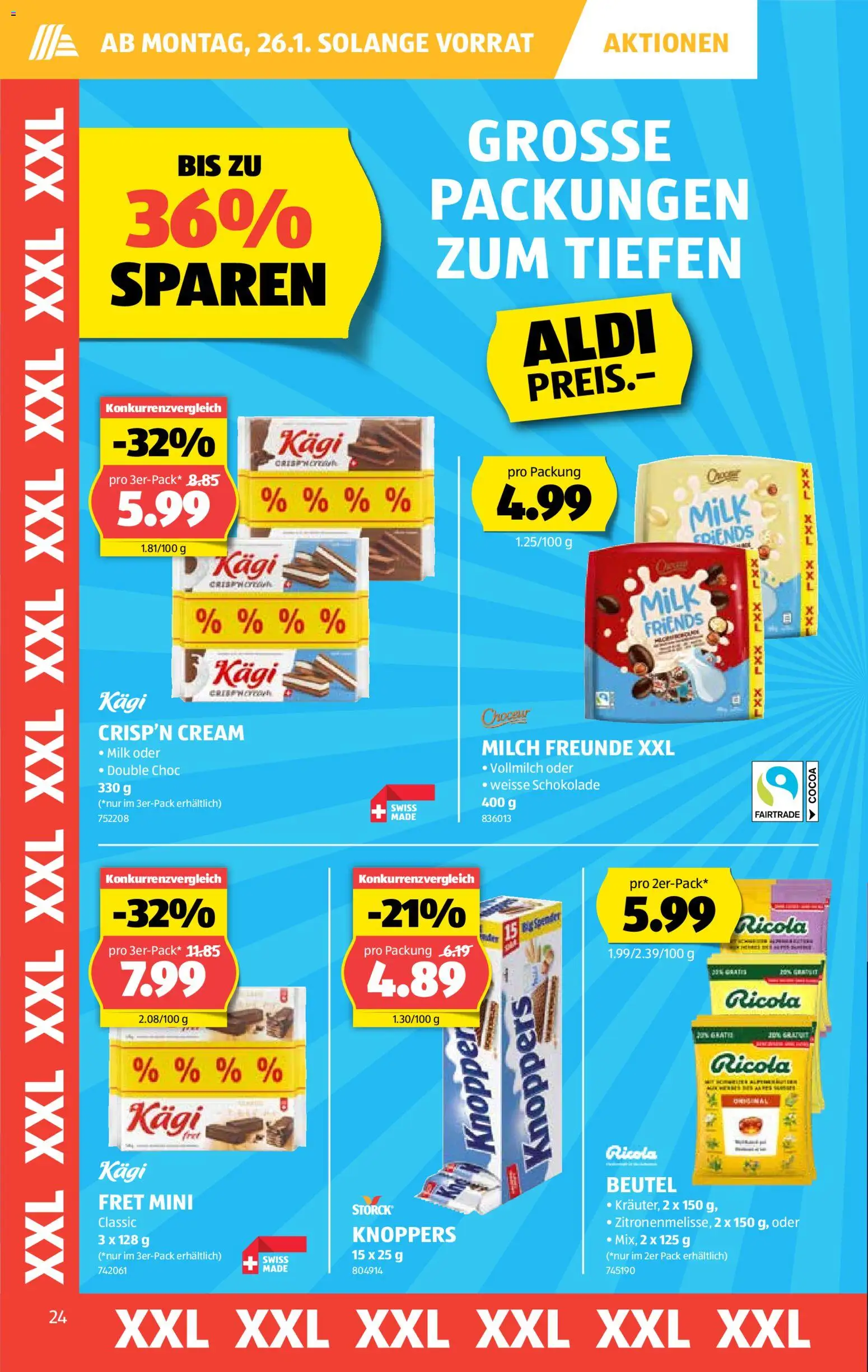 Aldi Aktionen – gültig ab 22.01.2026 | Seite: 25 | Produkte: Milch, Schokolade