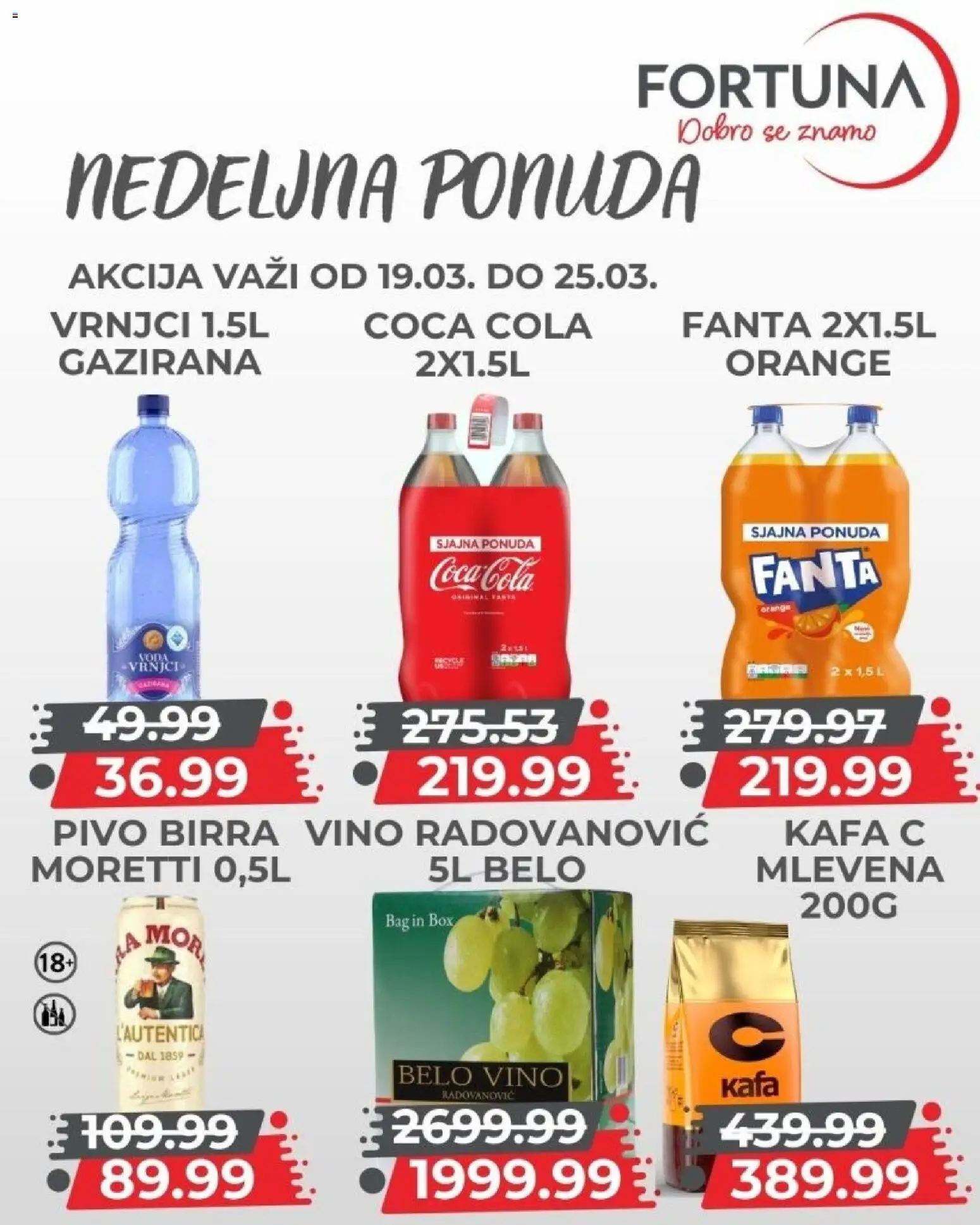 Fortuna Market katalog - važi od 19.03.2026 | Strana: 9 | Proizvode: Coca Cola, Kafa, Vino, Pivo
