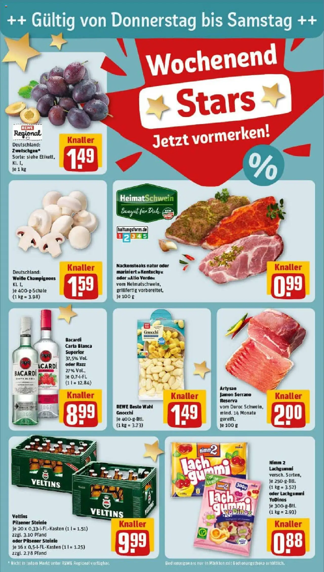 Rewe prospekt Haan	 - gültig ab dem 24.08.2025 | Seite: 28 | Produkte: Bacardi, Nackensteaks, Champignons, Veltins