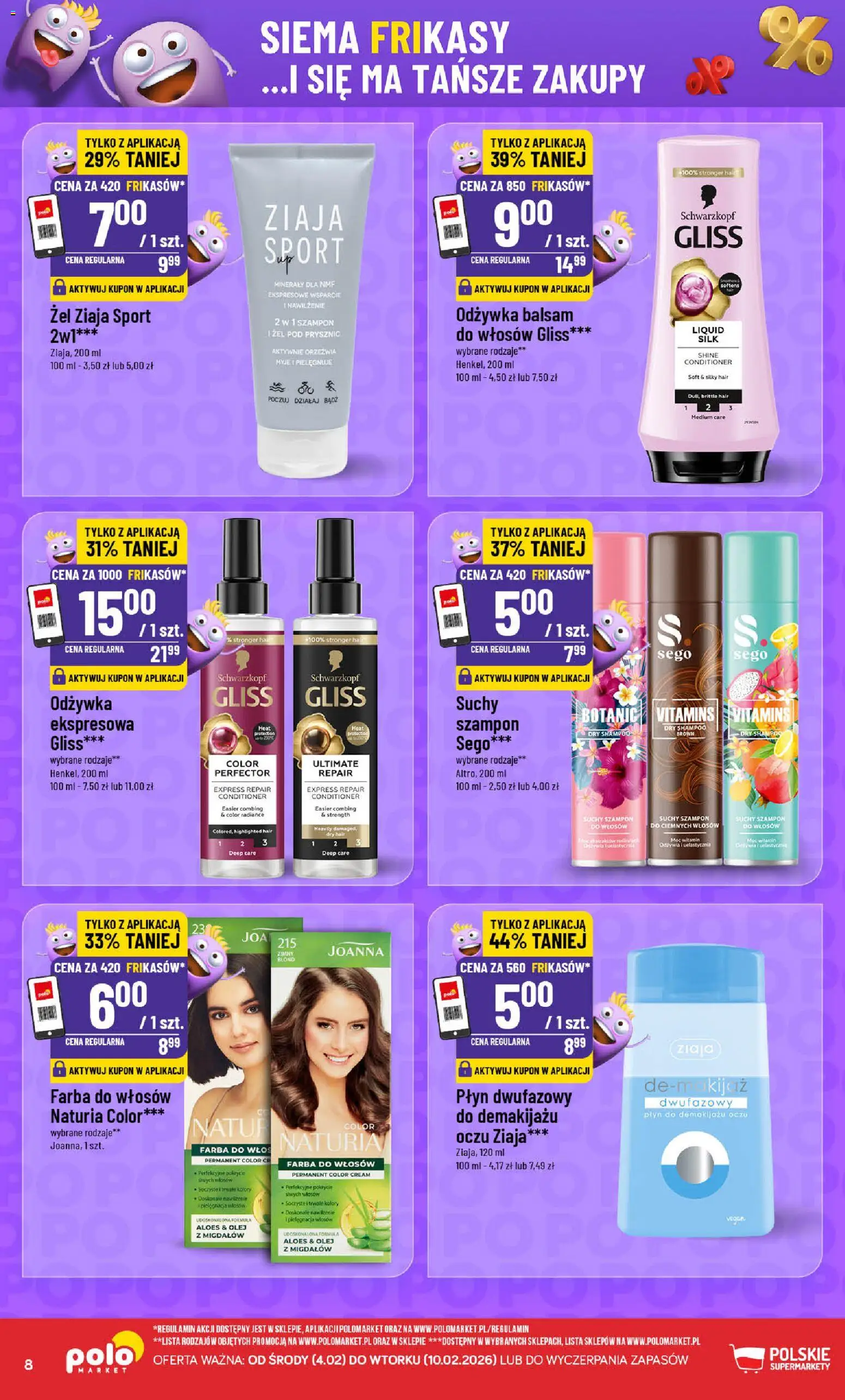 POLOmarket Gazetka - Frikasowe Hity od 04.02.2026 | Strona: 8 | Produkty: Prysznic, Szampon, Odżywka, Płyn do demakijażu oczu