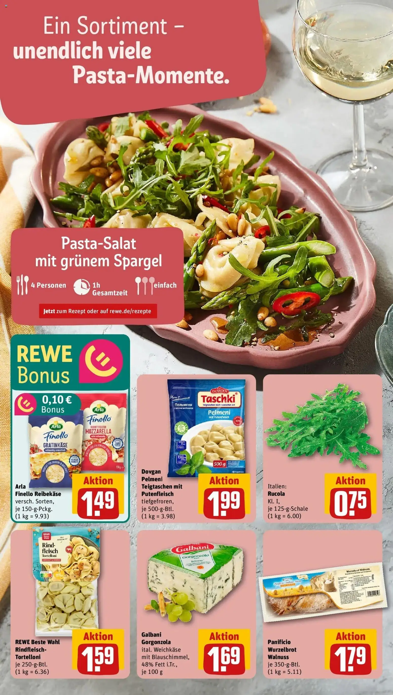 Rewe Prospekt Essen	 – gültig ab 13.04.2026 | Seite: 18 | Produkte: Mozzarella, Rindfleisch, Reibekase, Fleisch