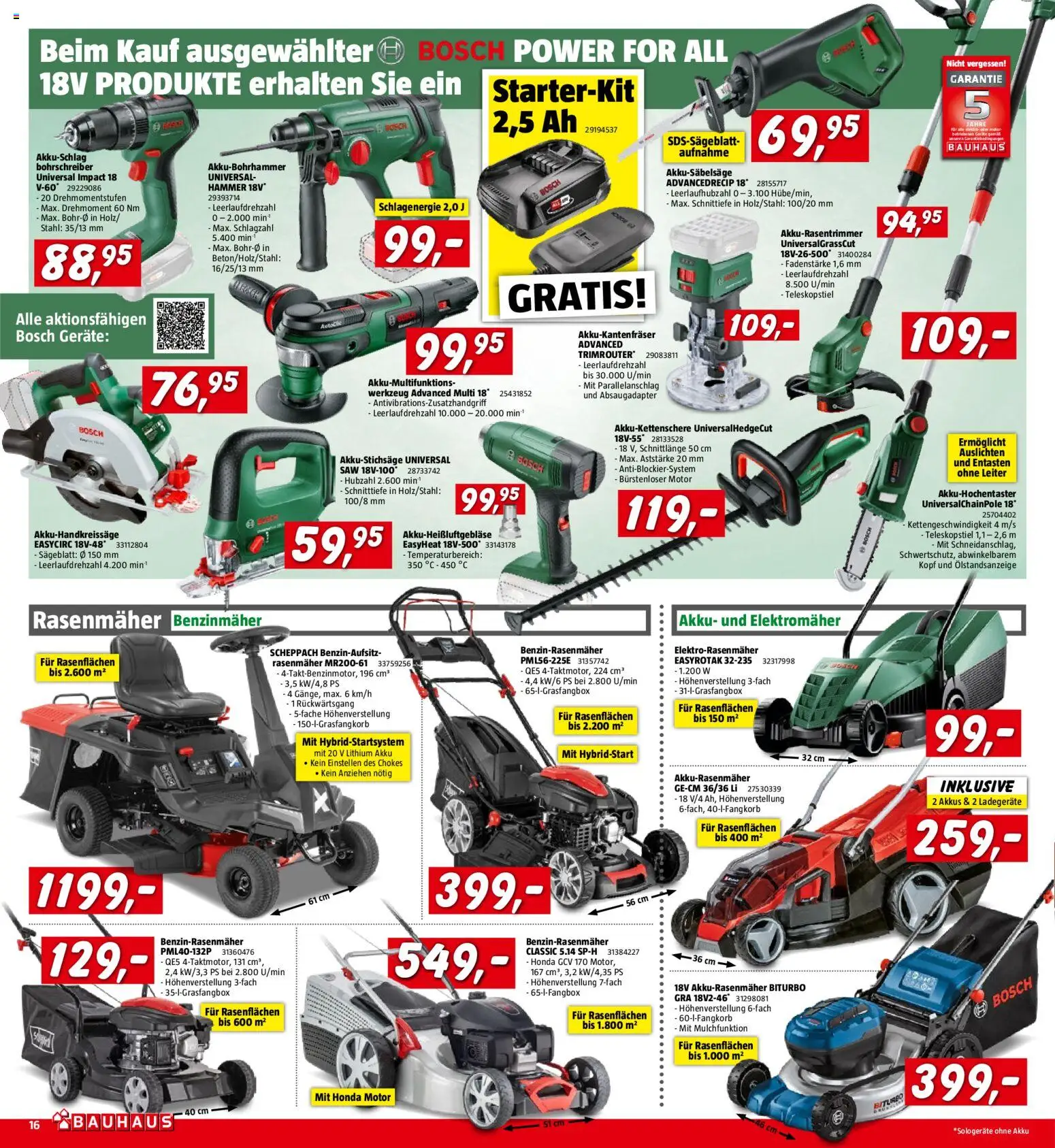 Bauhaus Prospekt aktuell gültig ab 29.04.2026 | Seite: 16 | Produkte: Rasenmäher